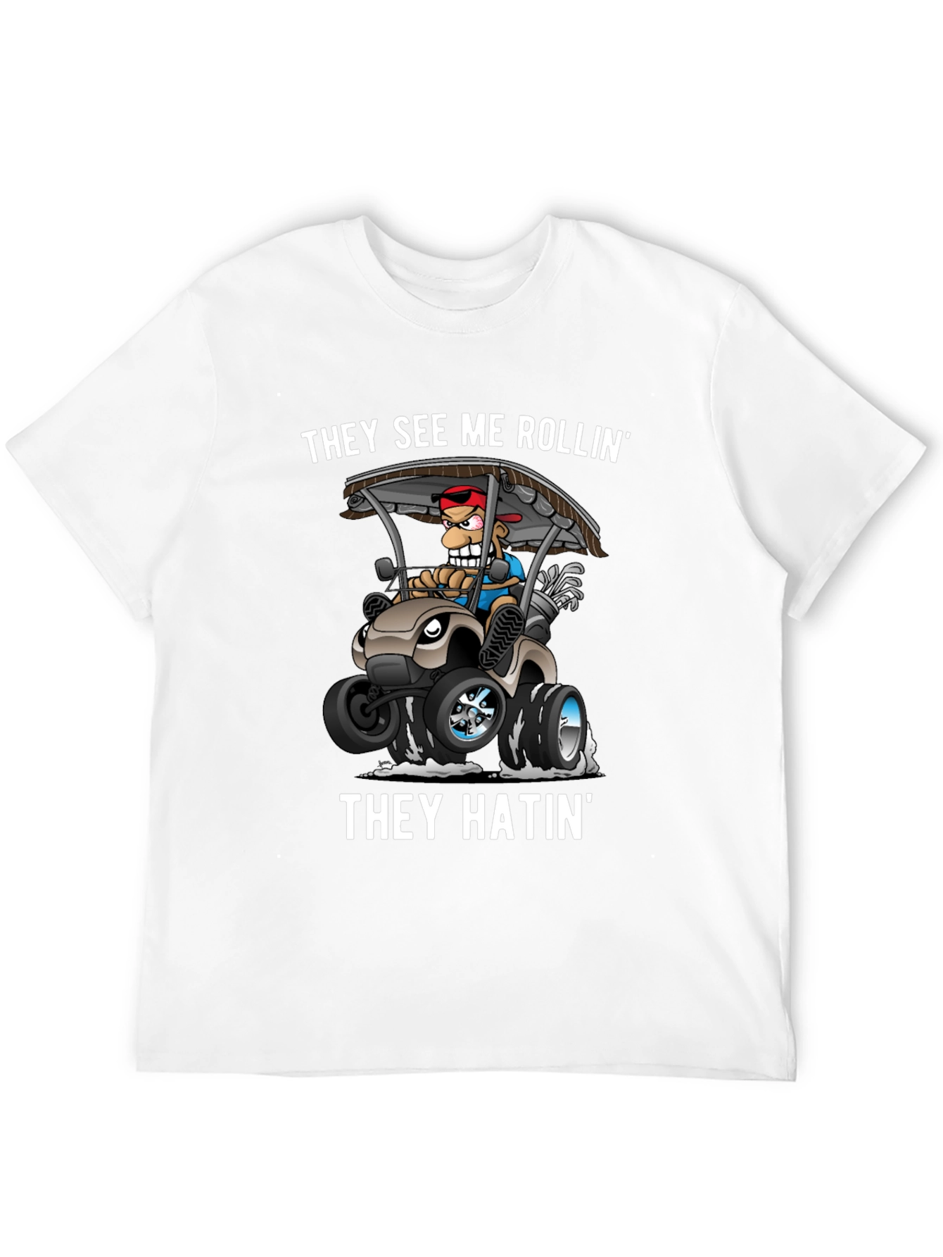Black They See Me Rollin' Golf Humor Tee view 12