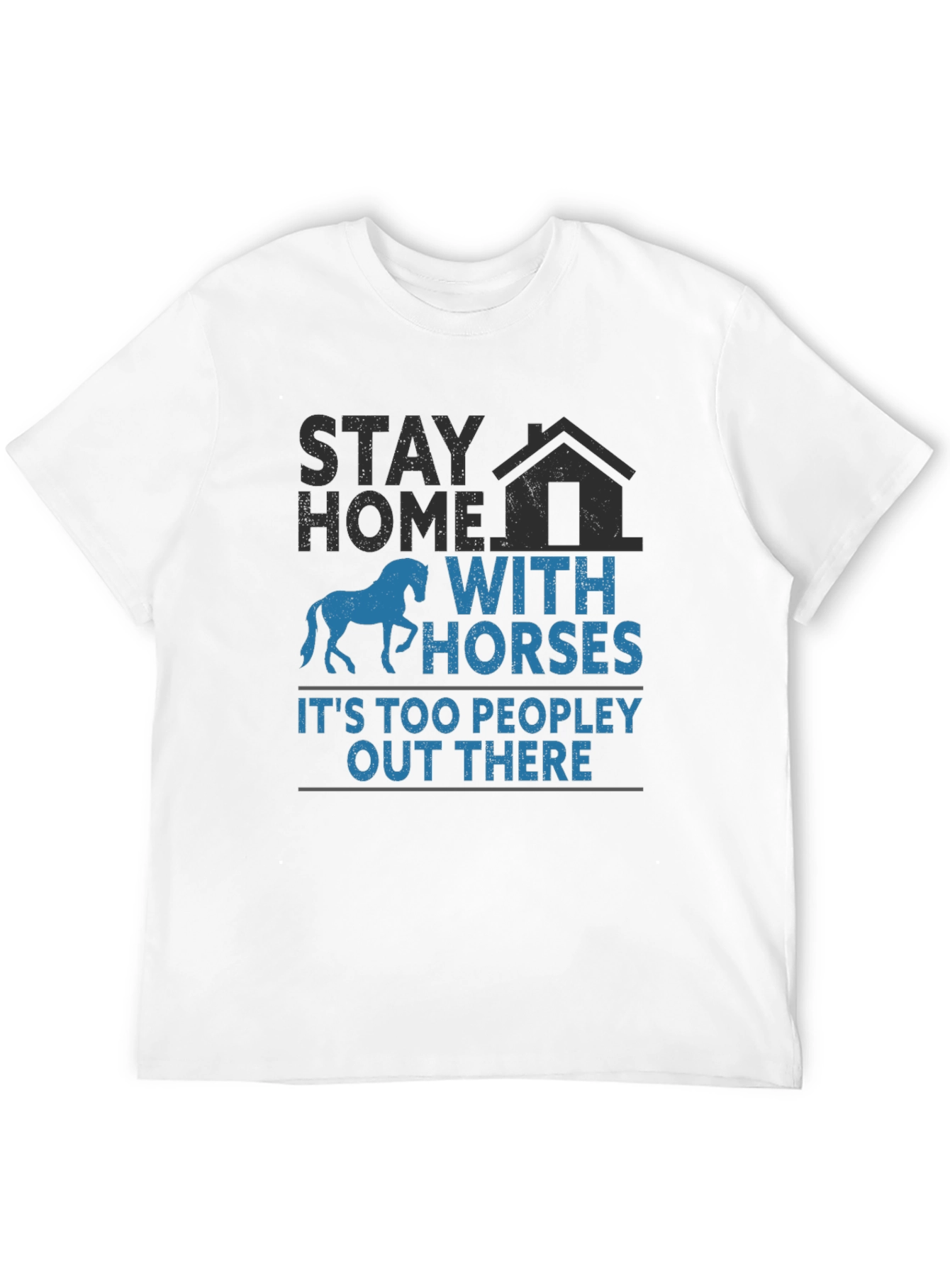 Black Stay Home With Horses T-Shirt view 12