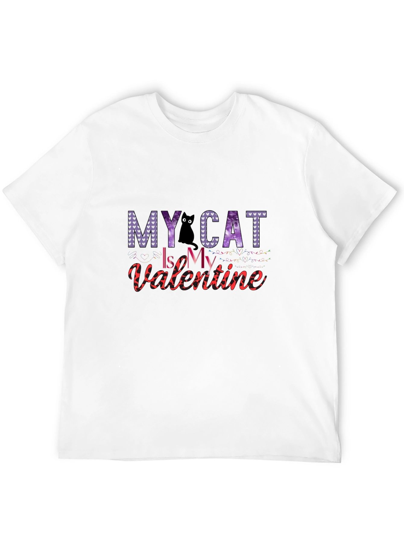 Black My Cat is My Valentine T-Shirt view 12