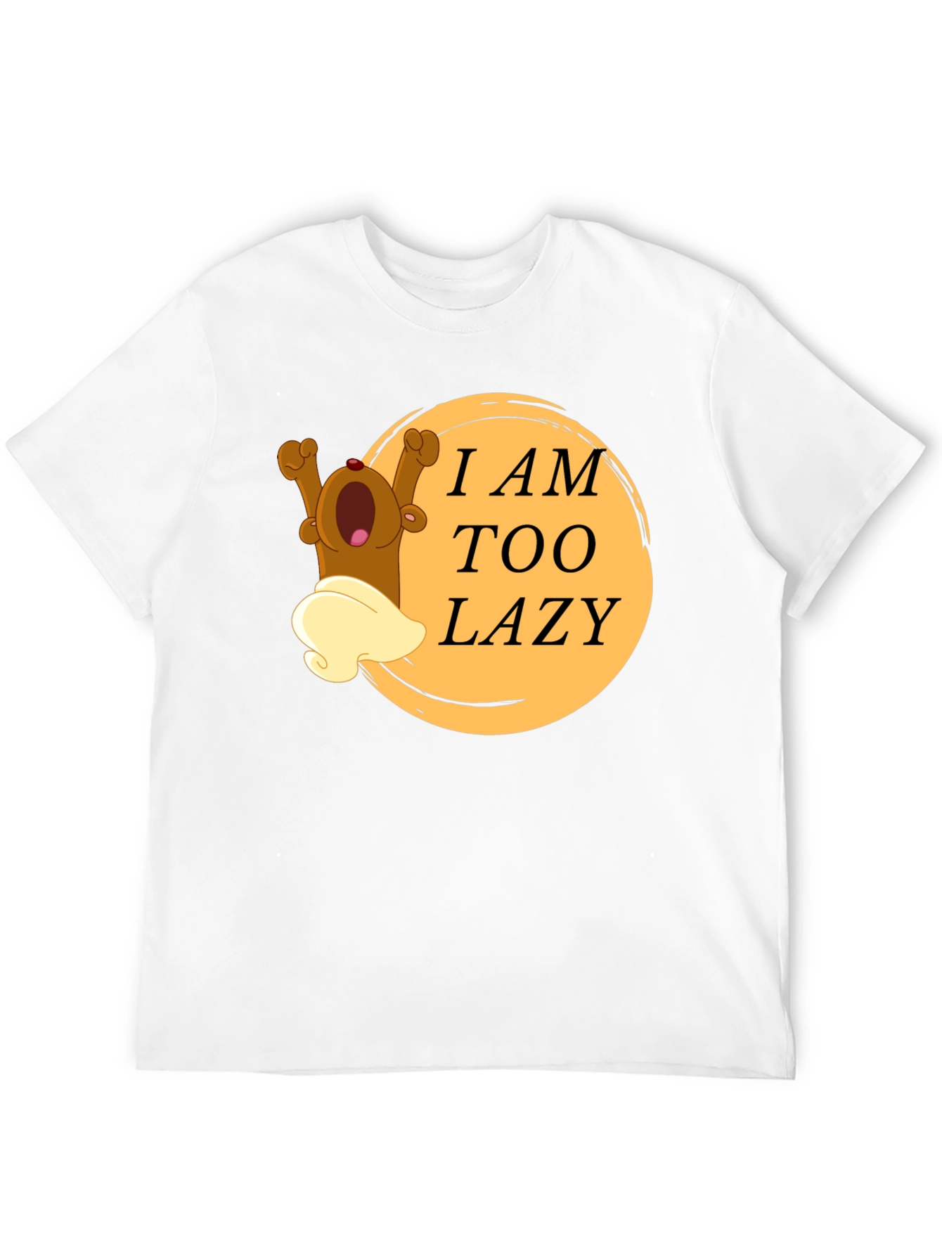 Black Lazy Bear Cartoon Graphic T-Shirt view 12