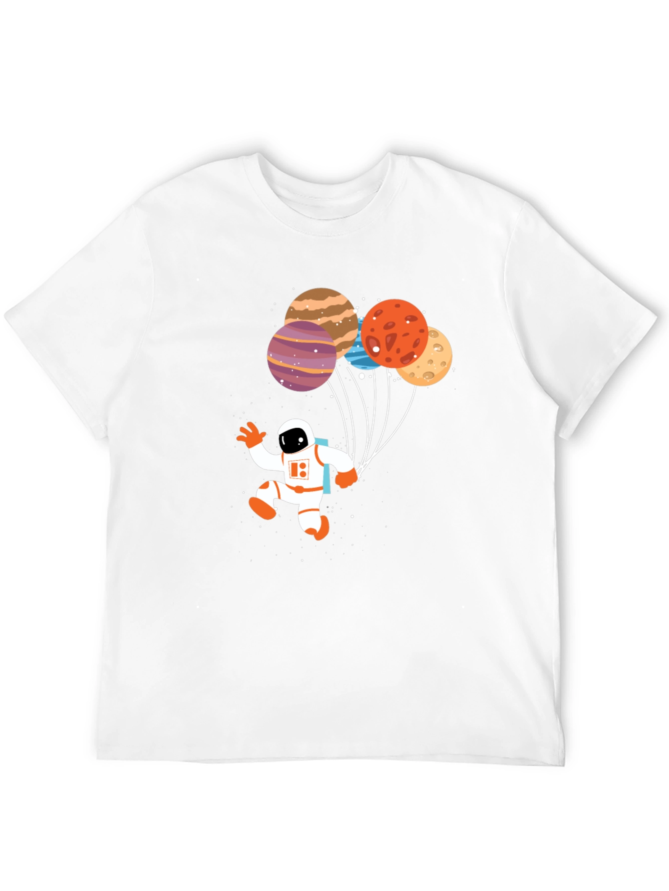 Black Astronaut Planet Balloons Graphic T-Shirt view 12
