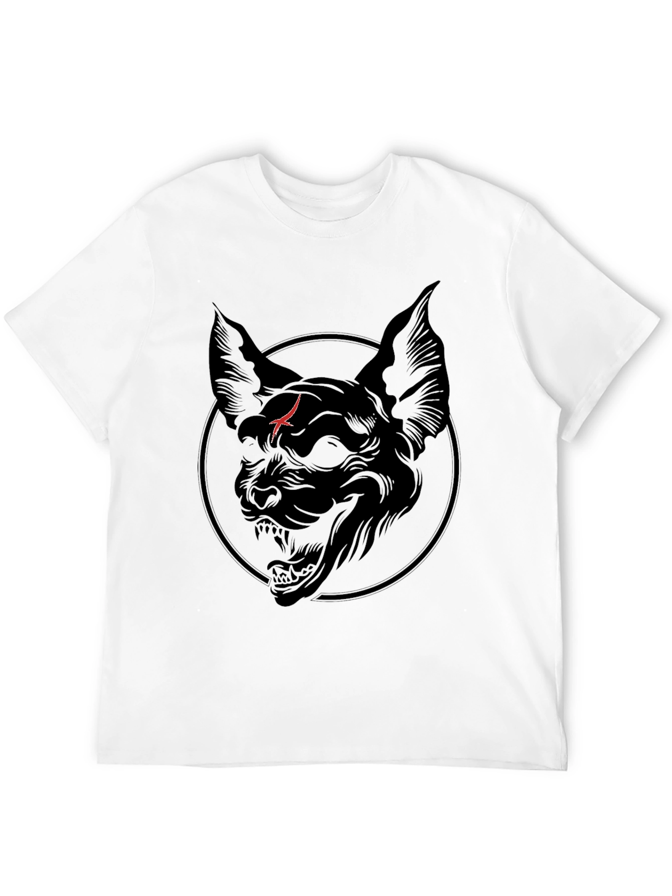 Black Men's Black T-Shirt with Cat Graphic view 12