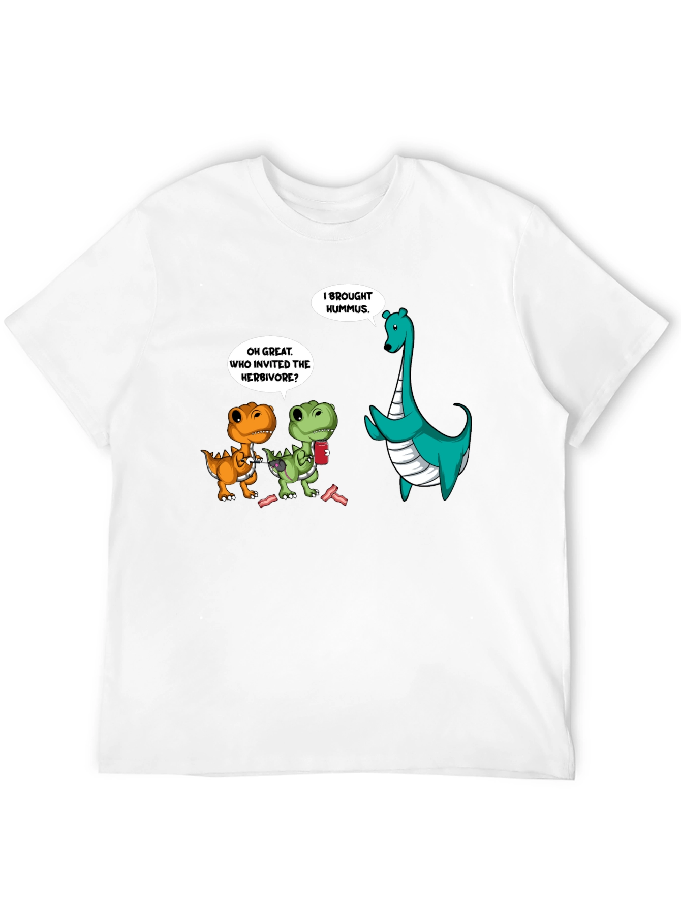 Black Dinosaur Hummus T-Shirt, Funny Graphic Tee view 12