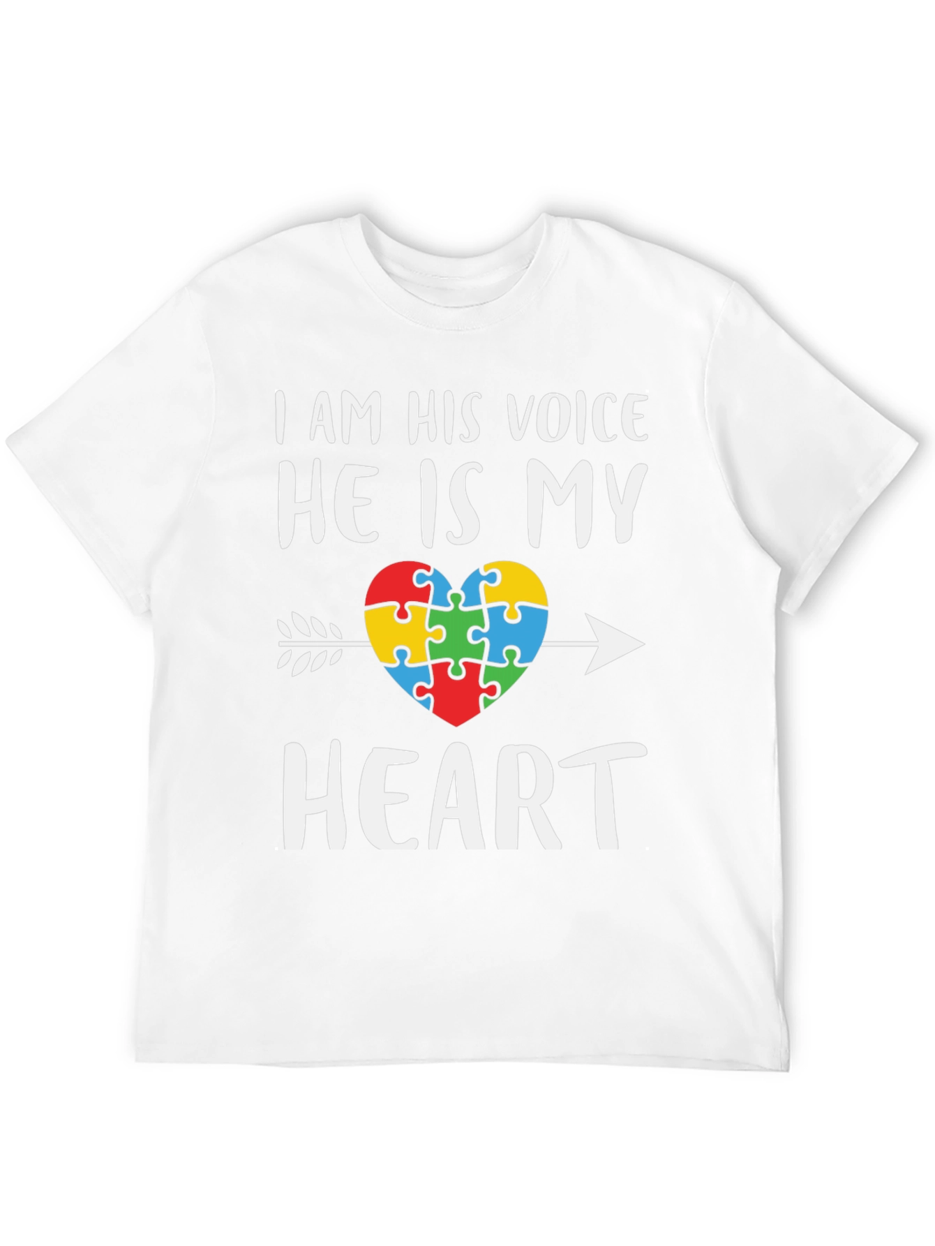 Black Autism Awareness Heart T-Shirt - I Am His Voice view 12