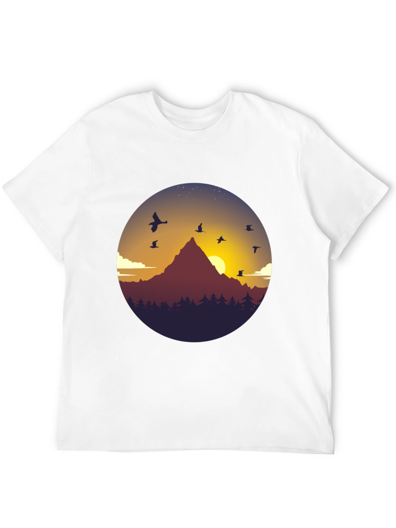Black Mountain Sunset Graphic Tee - Black Cotton Blend T-Shirt view 12