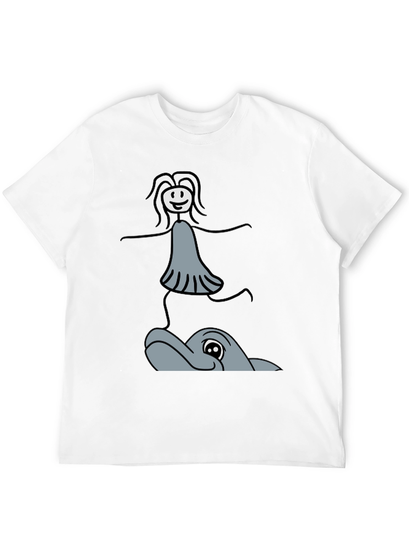 Black Whimsical Dolphin Ride T-Shirt - Unique Graphic Tee view 12