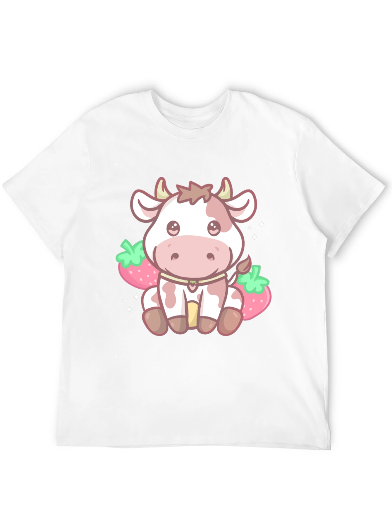 Black Kawaii Cow & Strawberry Graphic Tee - Black view 12