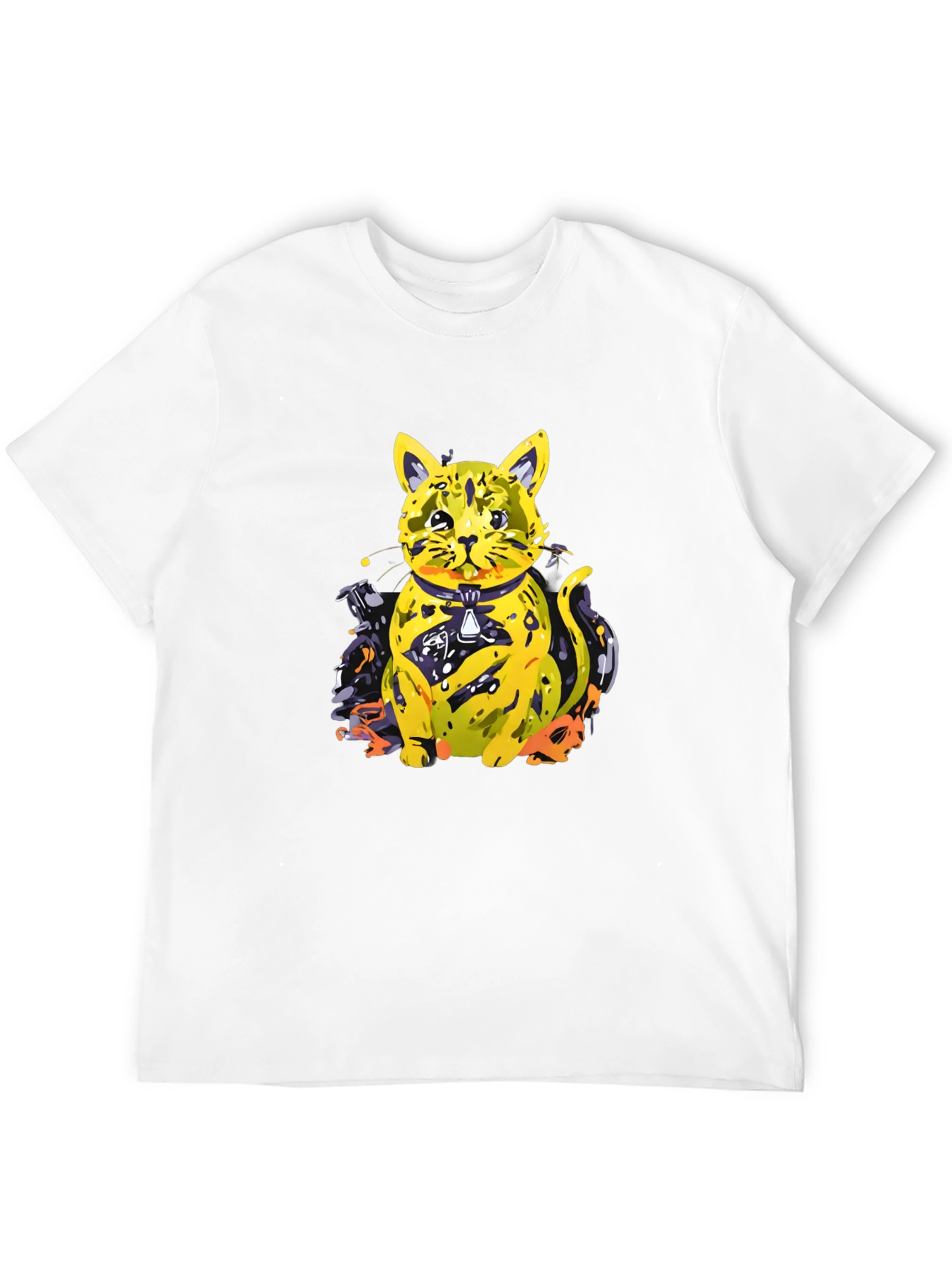 Black Cool Cat Graphic Tee - Black Cotton Blend view 12