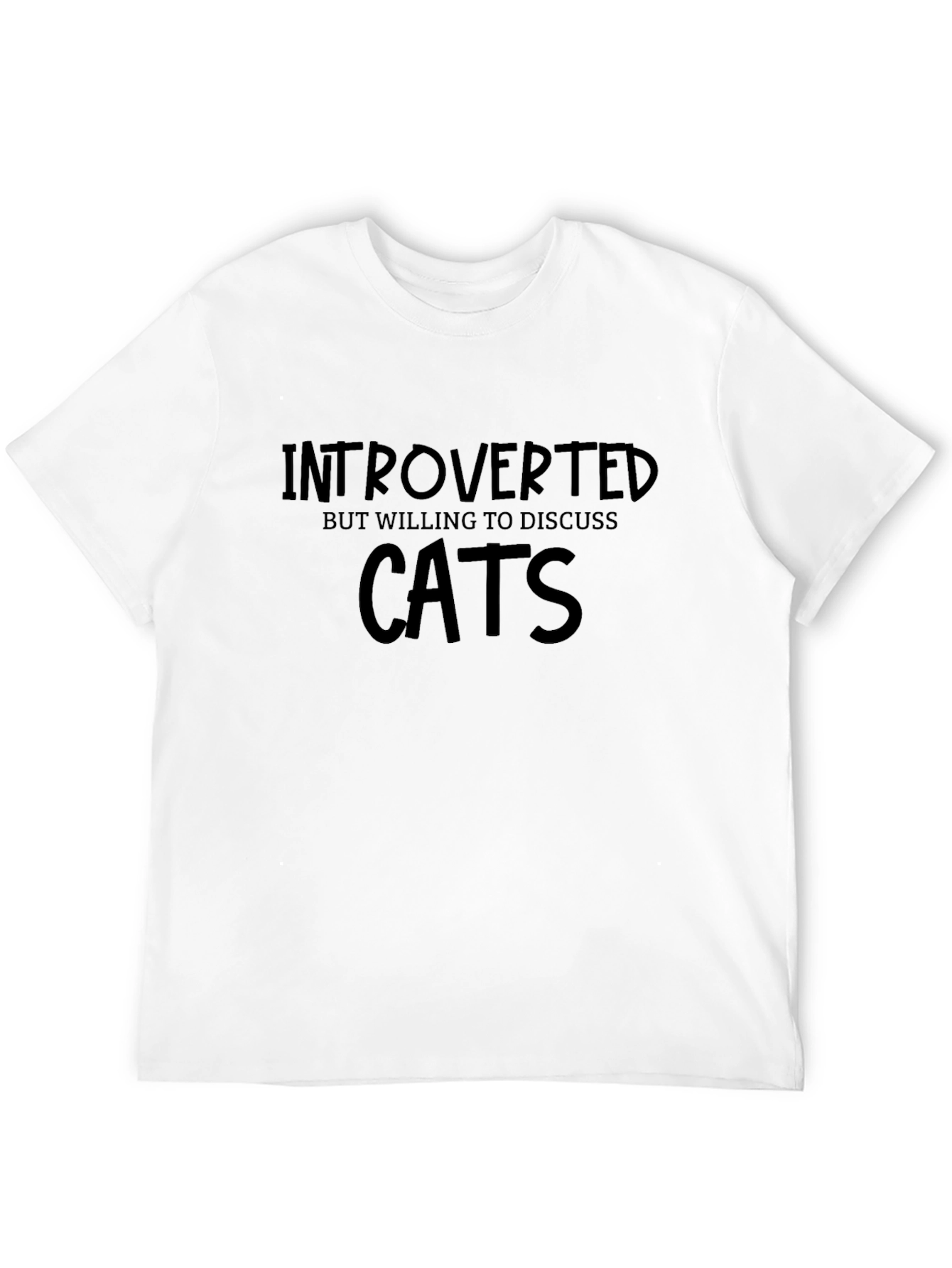 Black Introverted Cat Lover T-Shirt - Soft Cotton Blend view 12