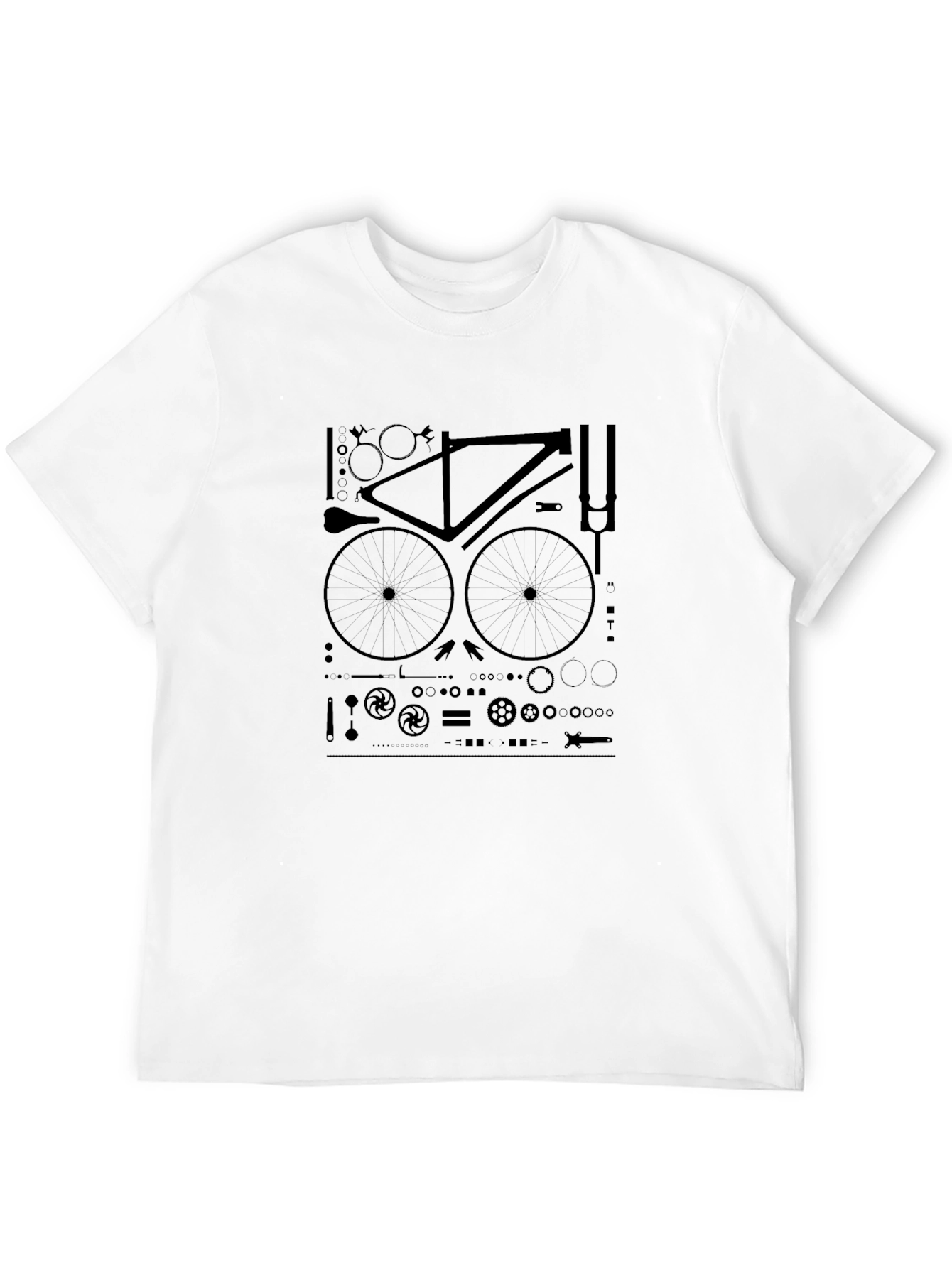 Black Bike Parts T-Shirt - Black Cotton Graphic Tee view 12