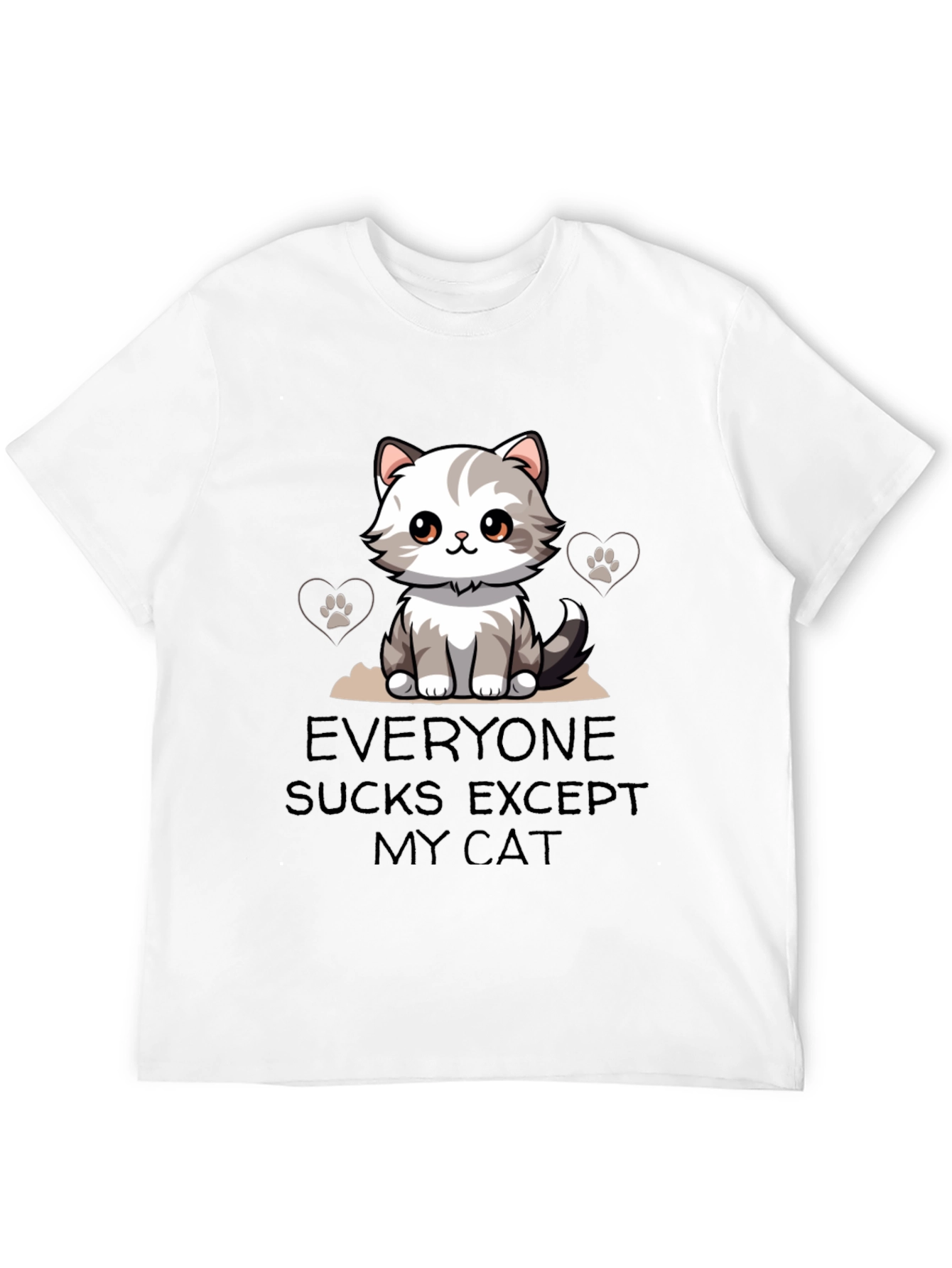 Black Everyone Sucks Except My Cat T-Shirt view 12