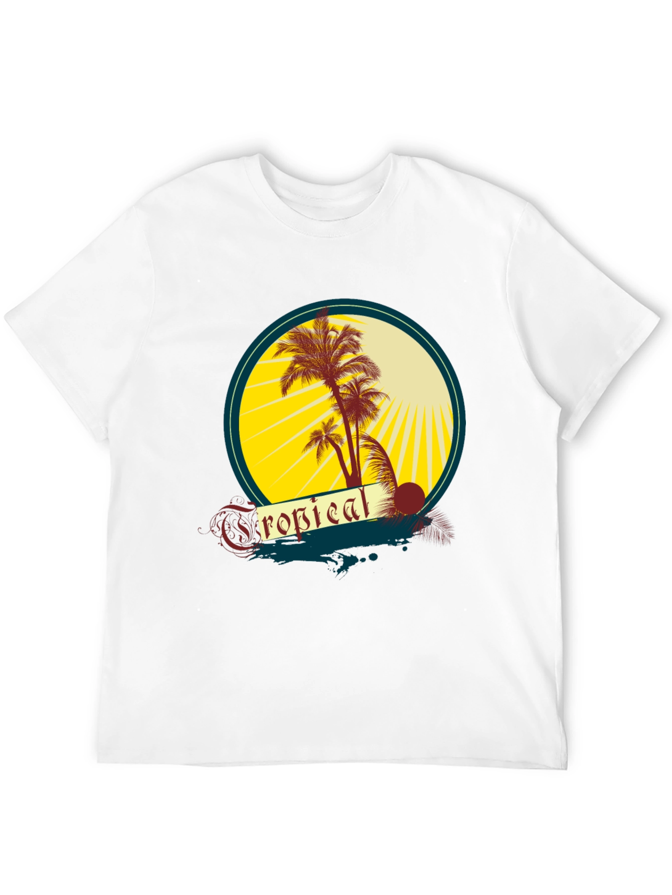 Black Tropical Palms Graphic Tee - Black Cotton T-Shirt view 12