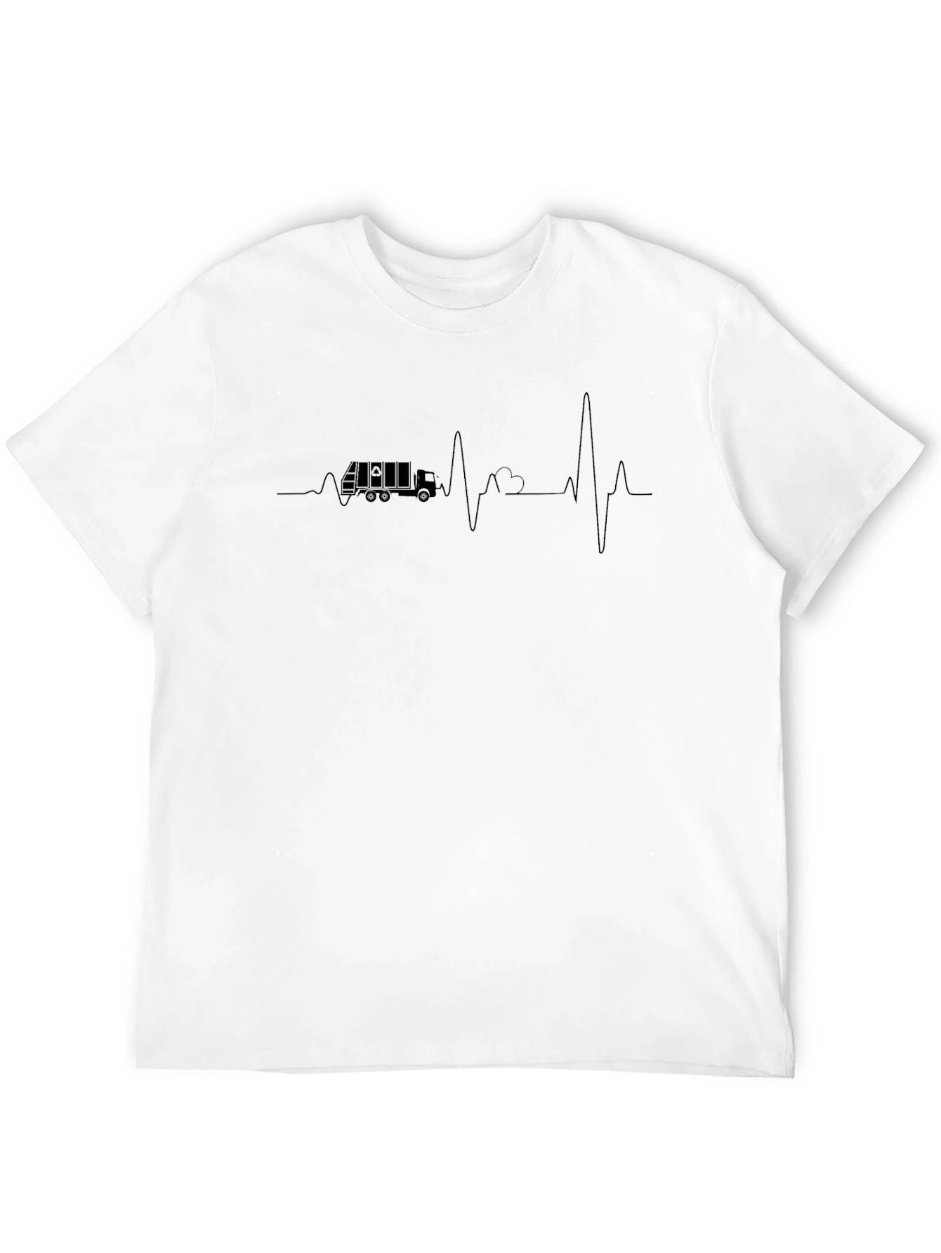 Black Truck Driver Heartbeat T-Shirt - Black view 12