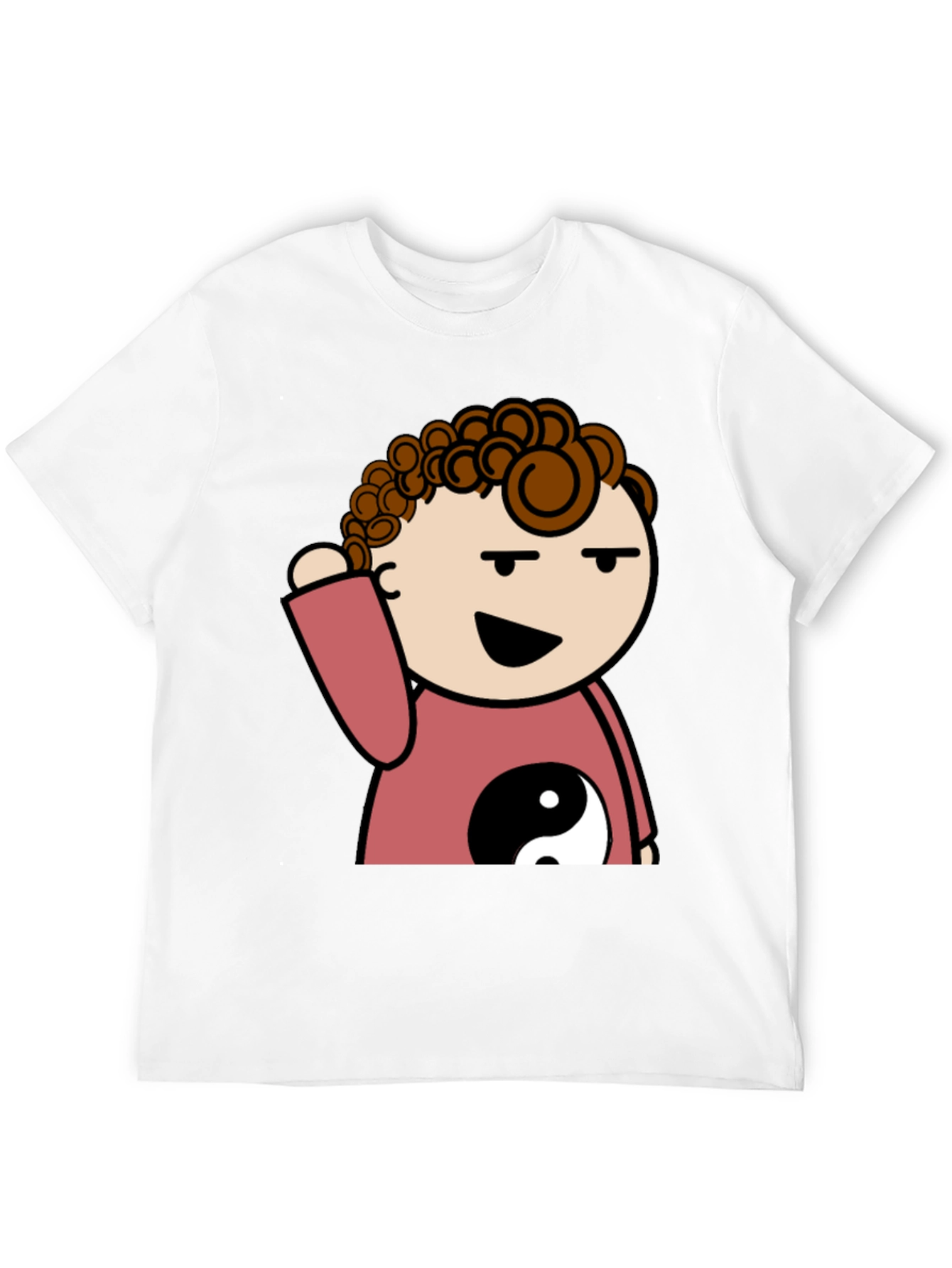 Black Yin Yang Cartoon Tee - Mens Black T-Shirt view 12