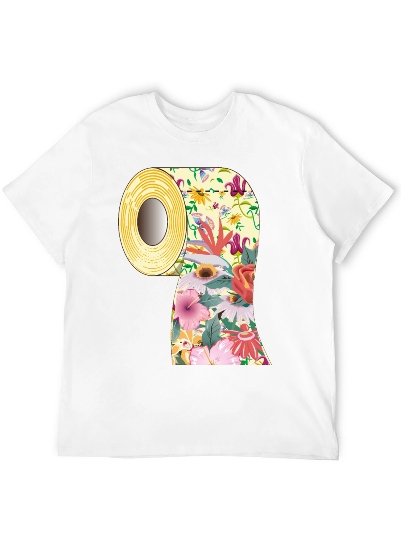 Black Floral Toilet Paper Roll Graphic T-Shirt view 12