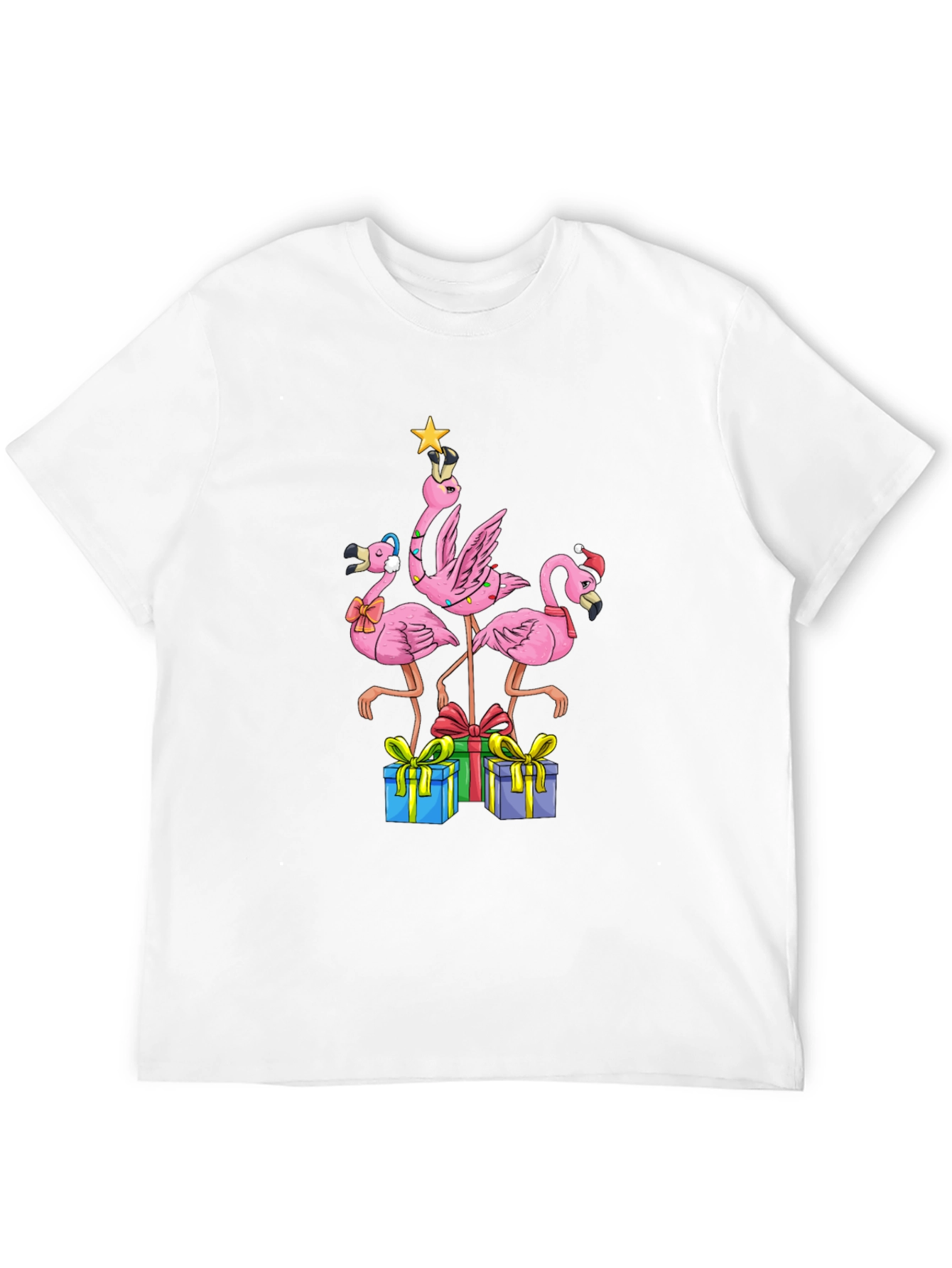 Black Festive Flamingo Christmas T-Shirt view 12