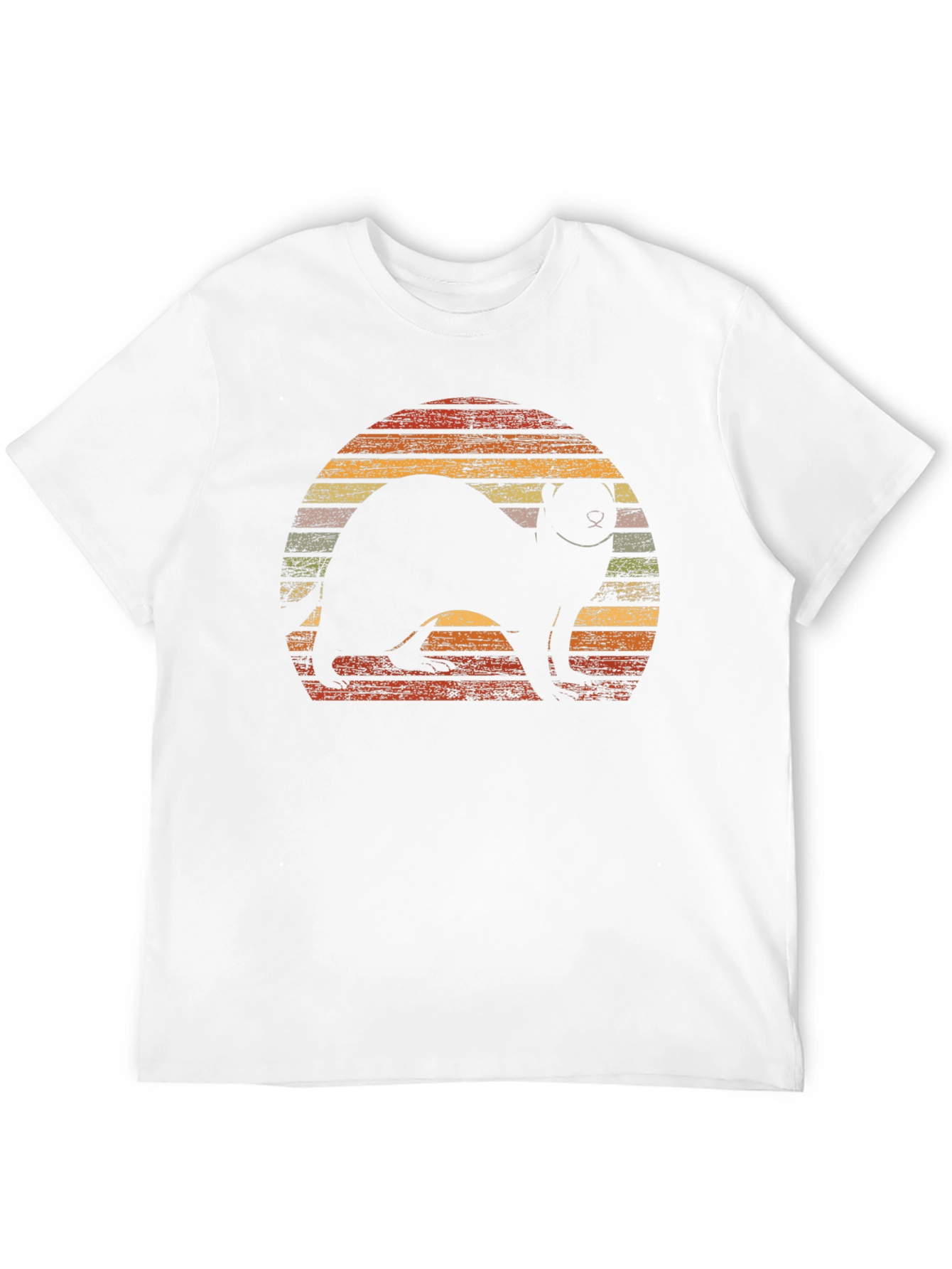 Black Retro Ferret Sunset Graphic T-Shirt view 12