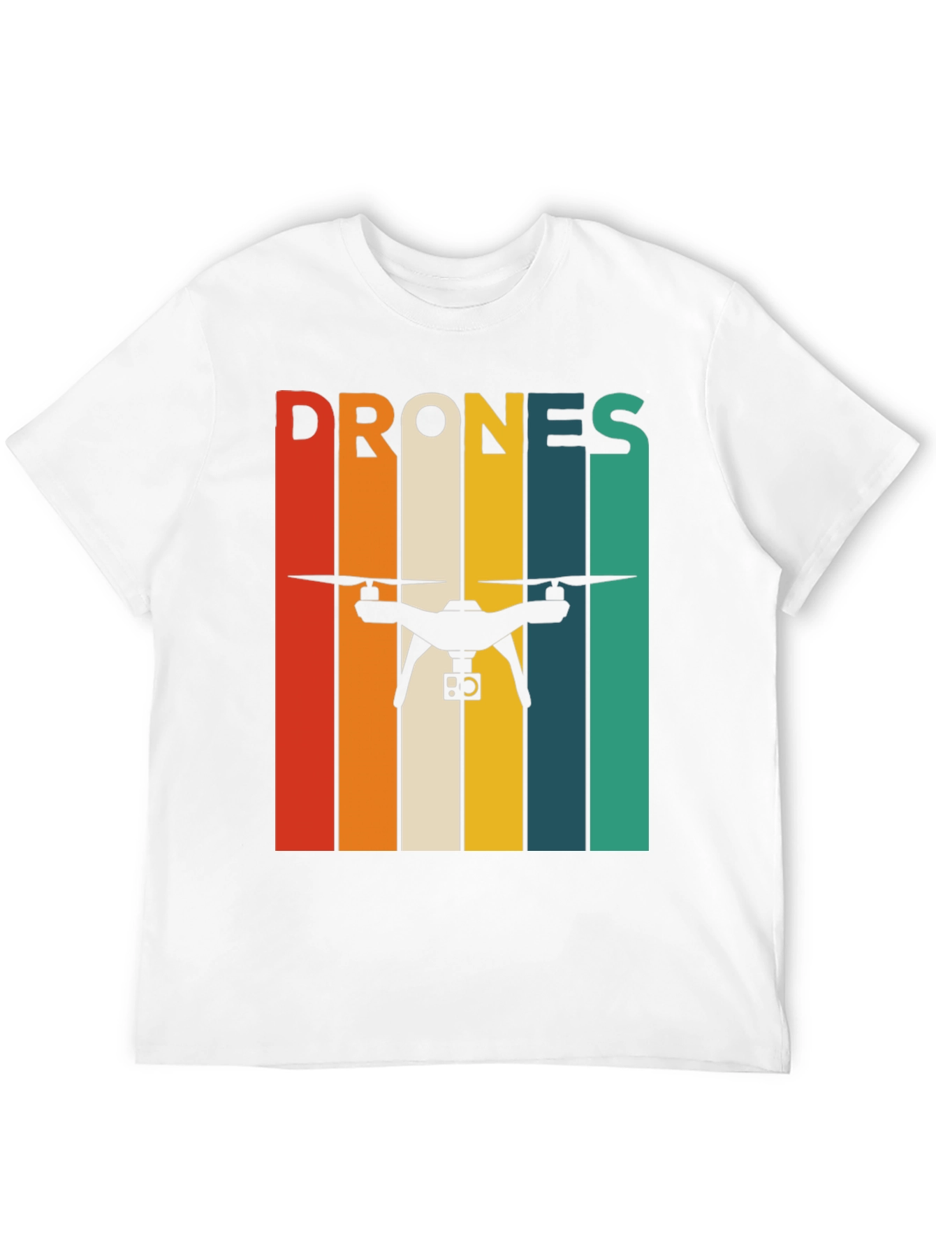 Black Retro Drone T-Shirt - Vintage Stripes Tee view 12