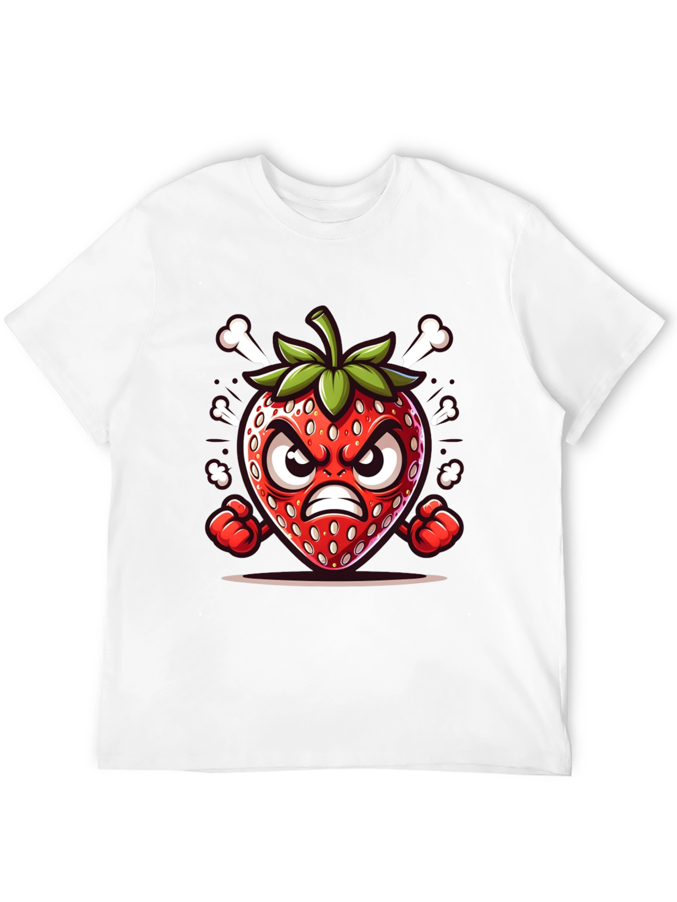 Black Angry Strawberry Cartoon Graphic Tee view 12
