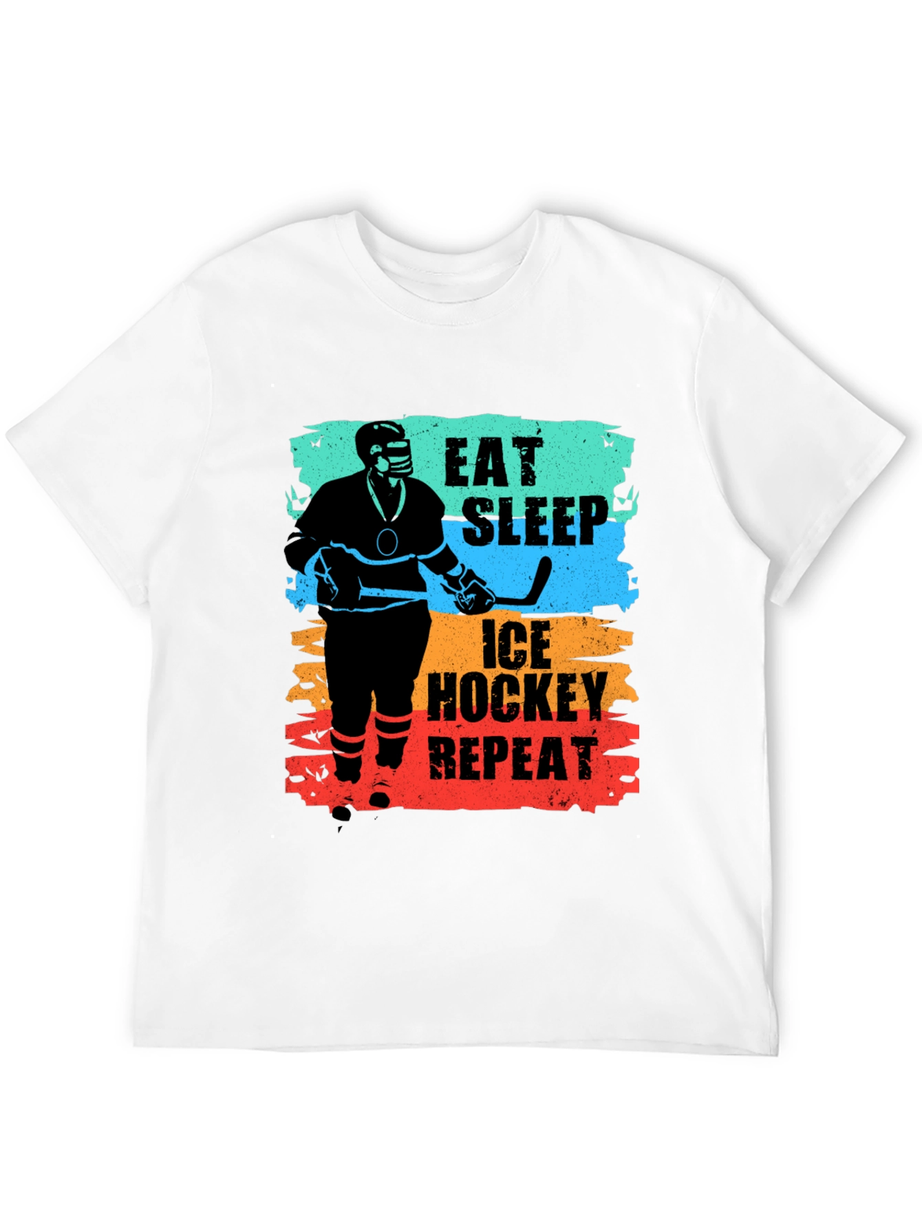 Black Eat Sleep Ice Hockey Repeat Graphic T-Shirt view 12