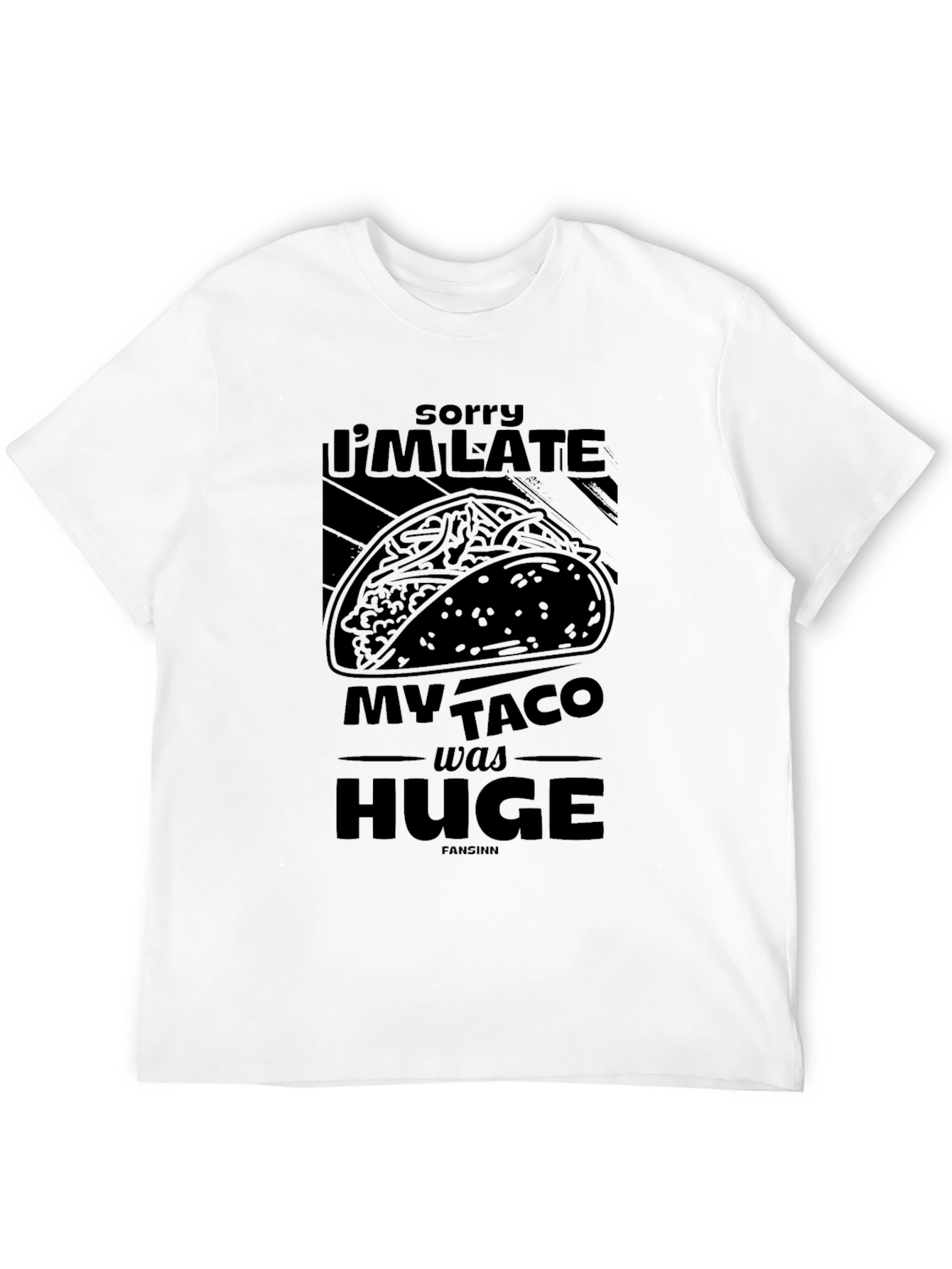 Black Funny Taco Graphic Tee - Sorry I'm Late T-Shirt view 12
