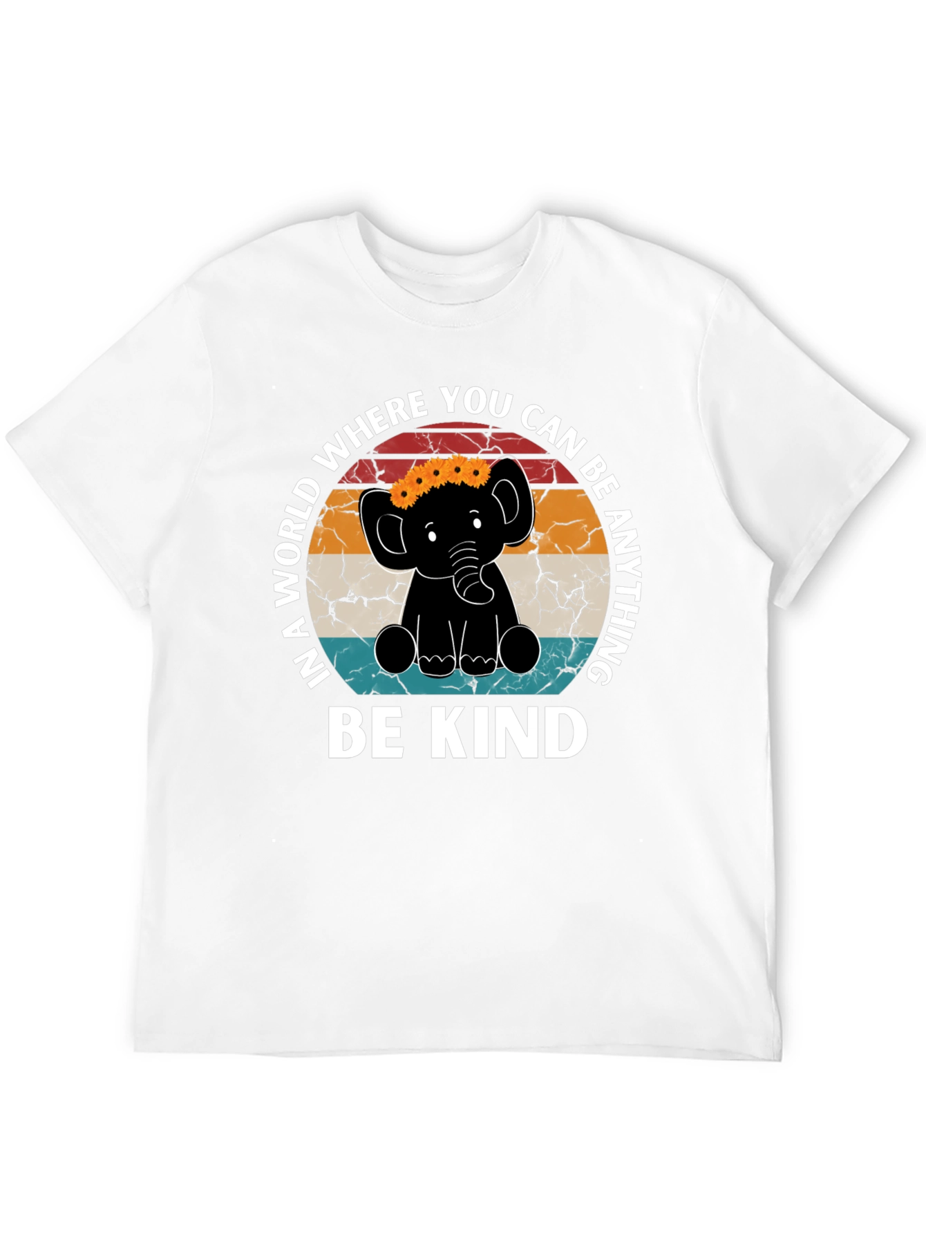 Black Be Kind Elephant Graphic Tee - Inspirational Shirt view 12