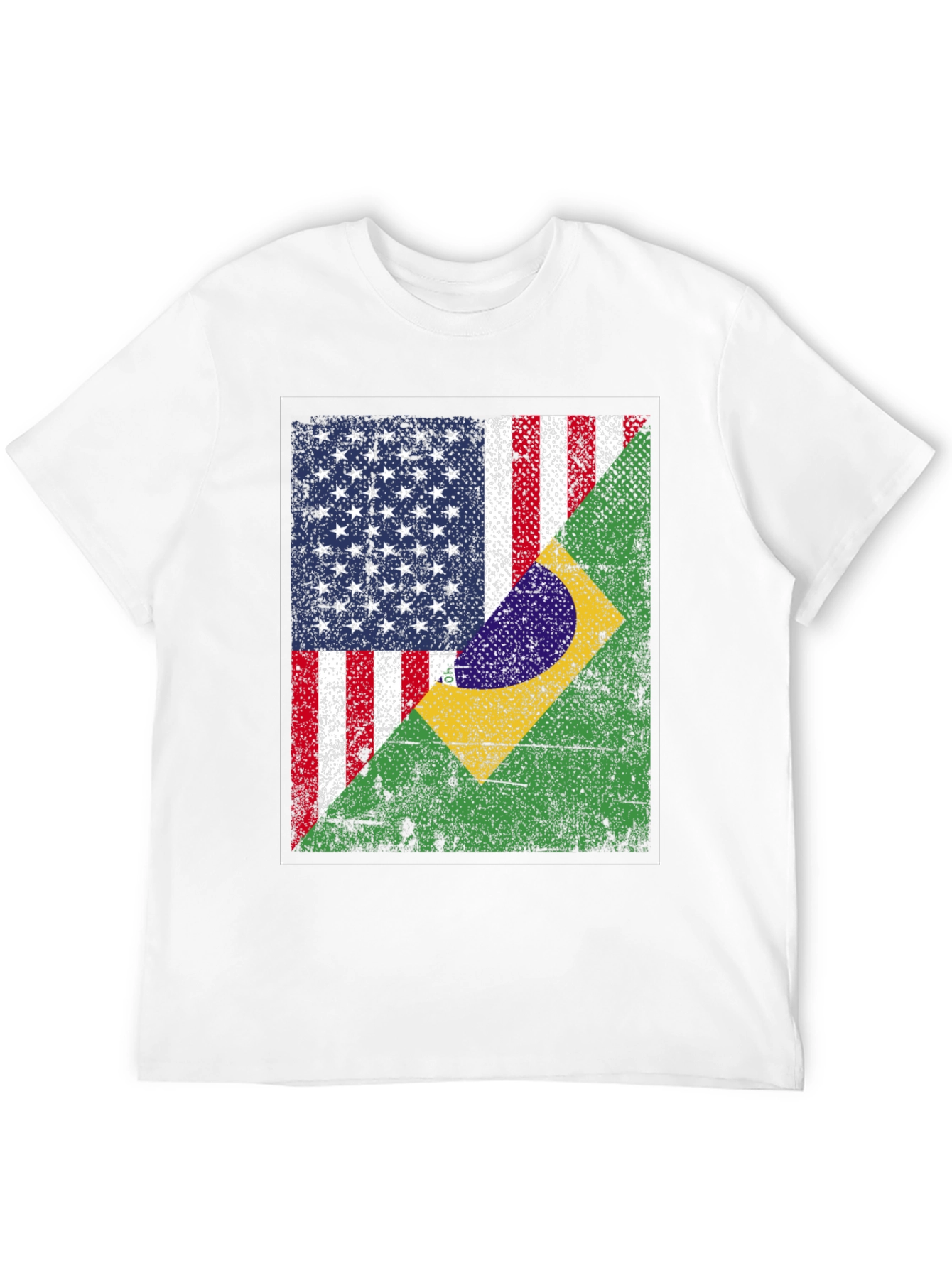 Black USA and Brazil Flag T-Shirt view 12