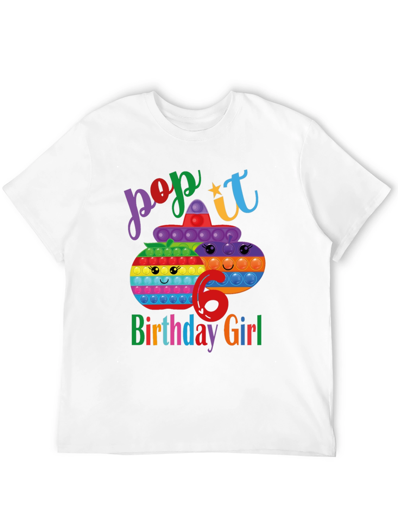 Black Pop It Birthday Girl 6 T-Shirt view 12