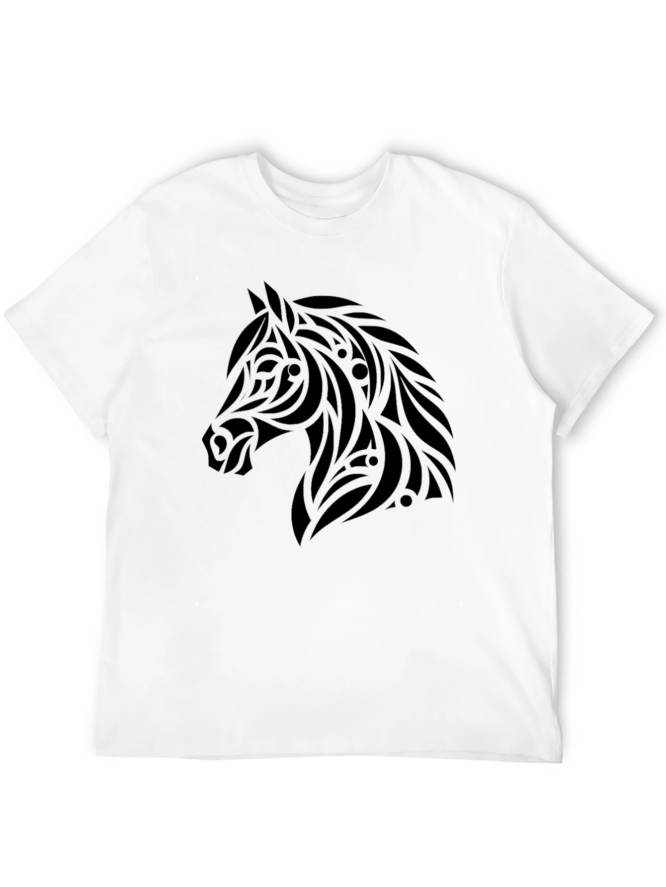 Black Tribal Horse Graphic Tee - Black Cotton Blend Shirt view 12