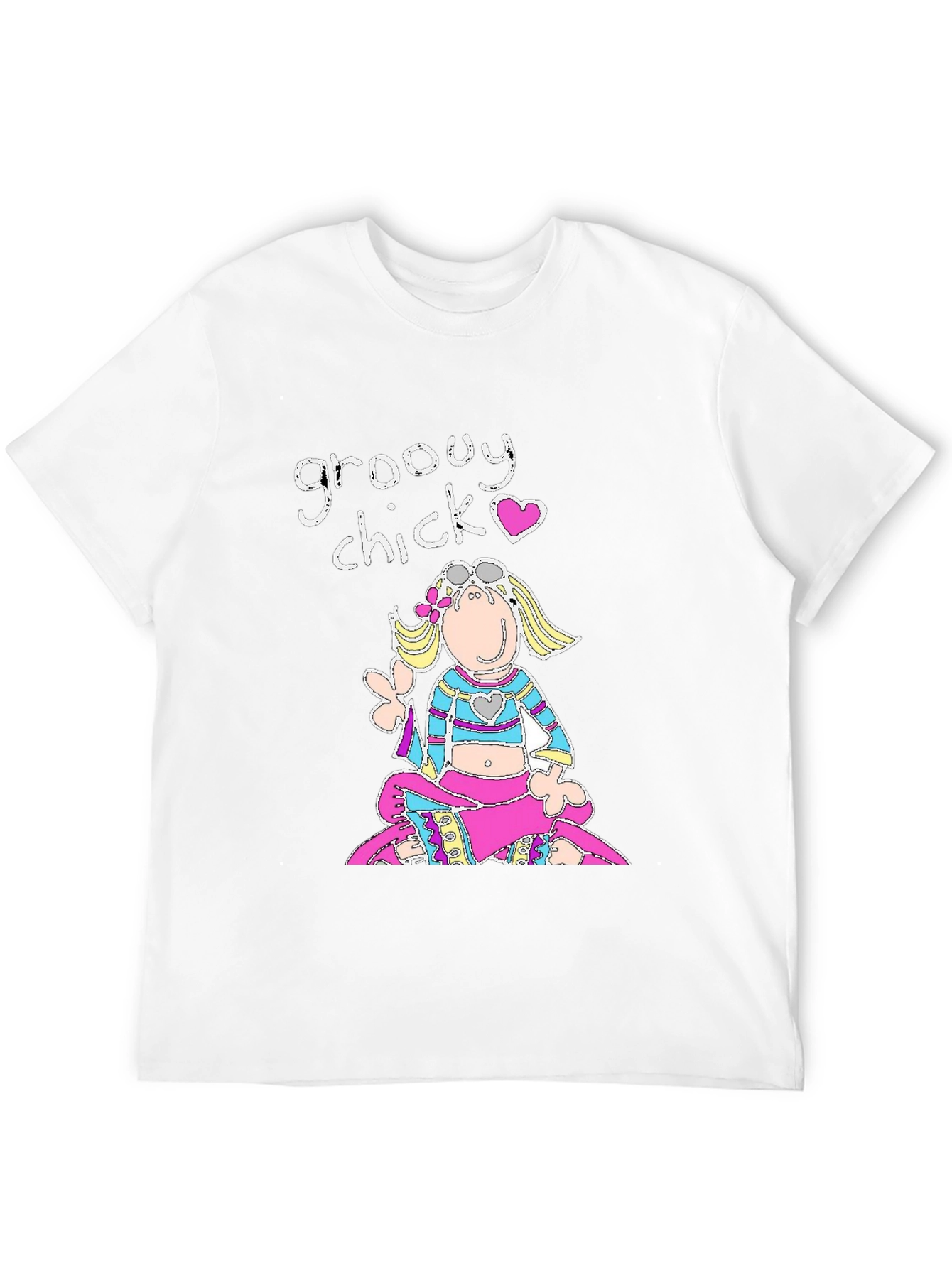 Black Groovy Chick Black Graphic T-Shirt view 12