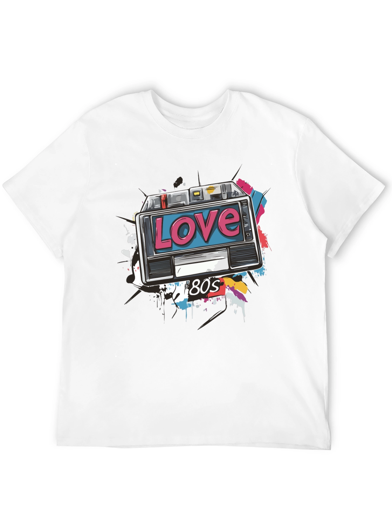 Black Retro 80s Love Cassette Tape Graphic T-Shirt view 12