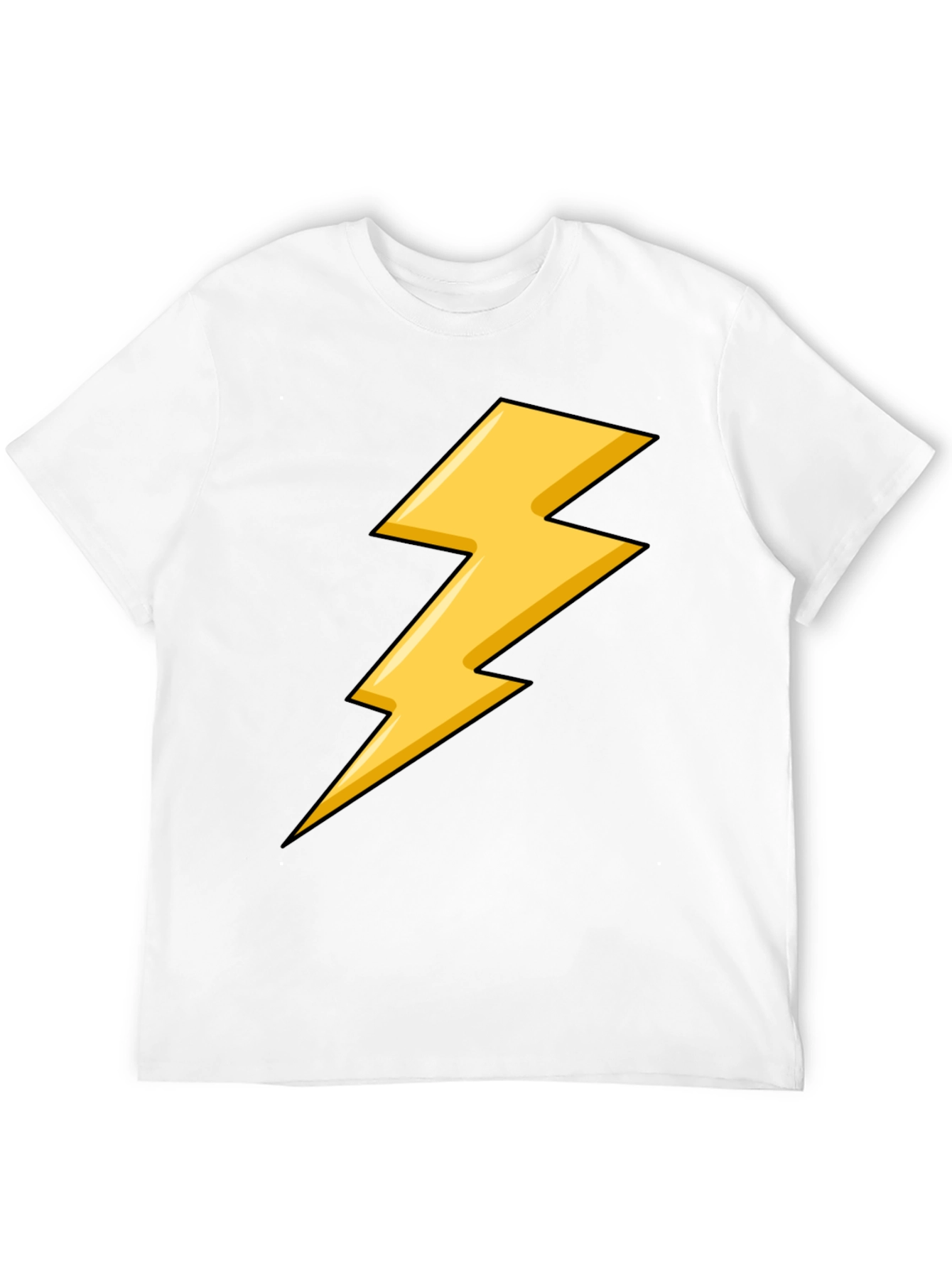 Black Black T-Shirt with Yellow Lightning Bolt Design view 12
