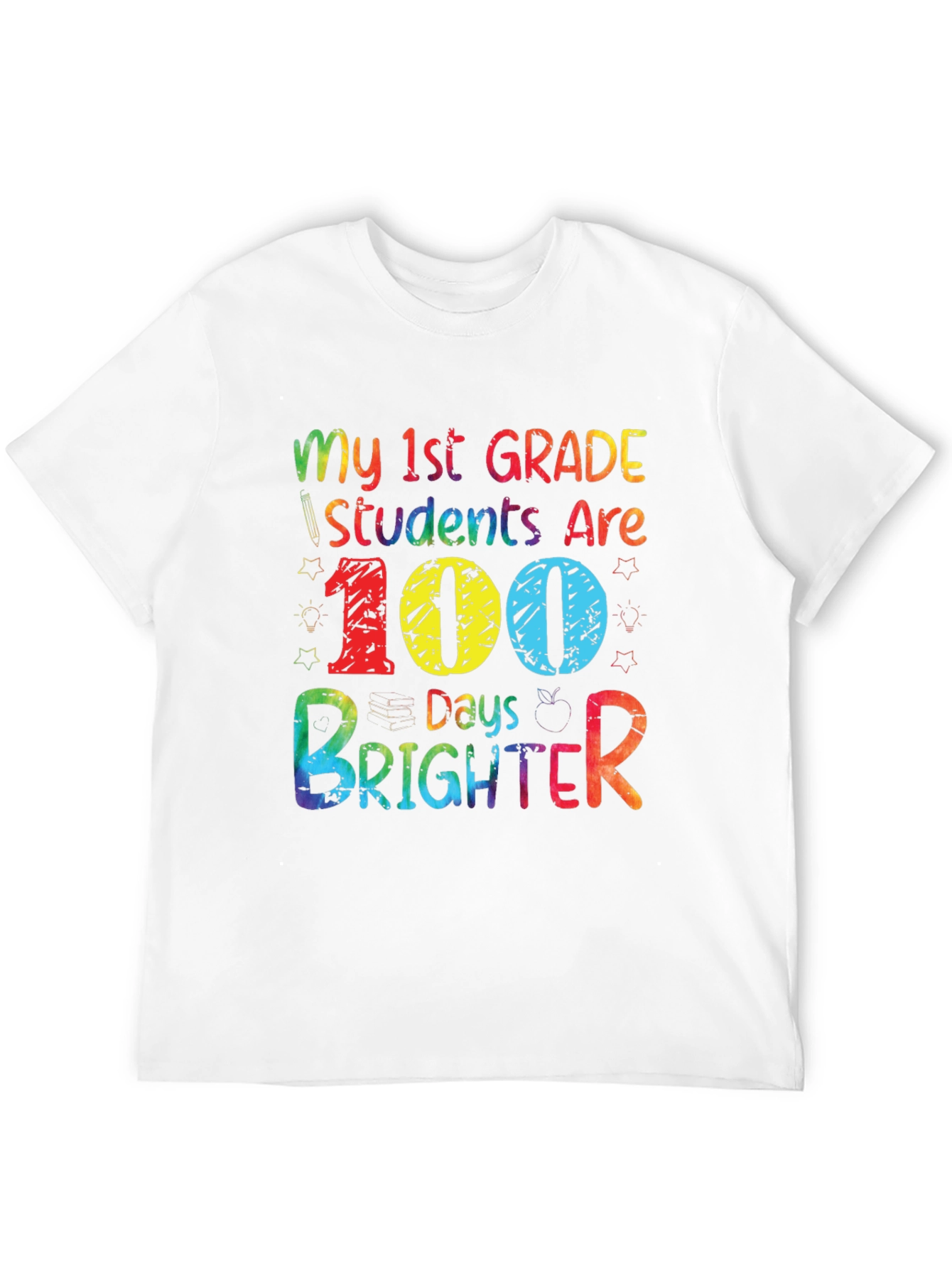Black 100 Days Brighter Teacher T-Shirt view 12