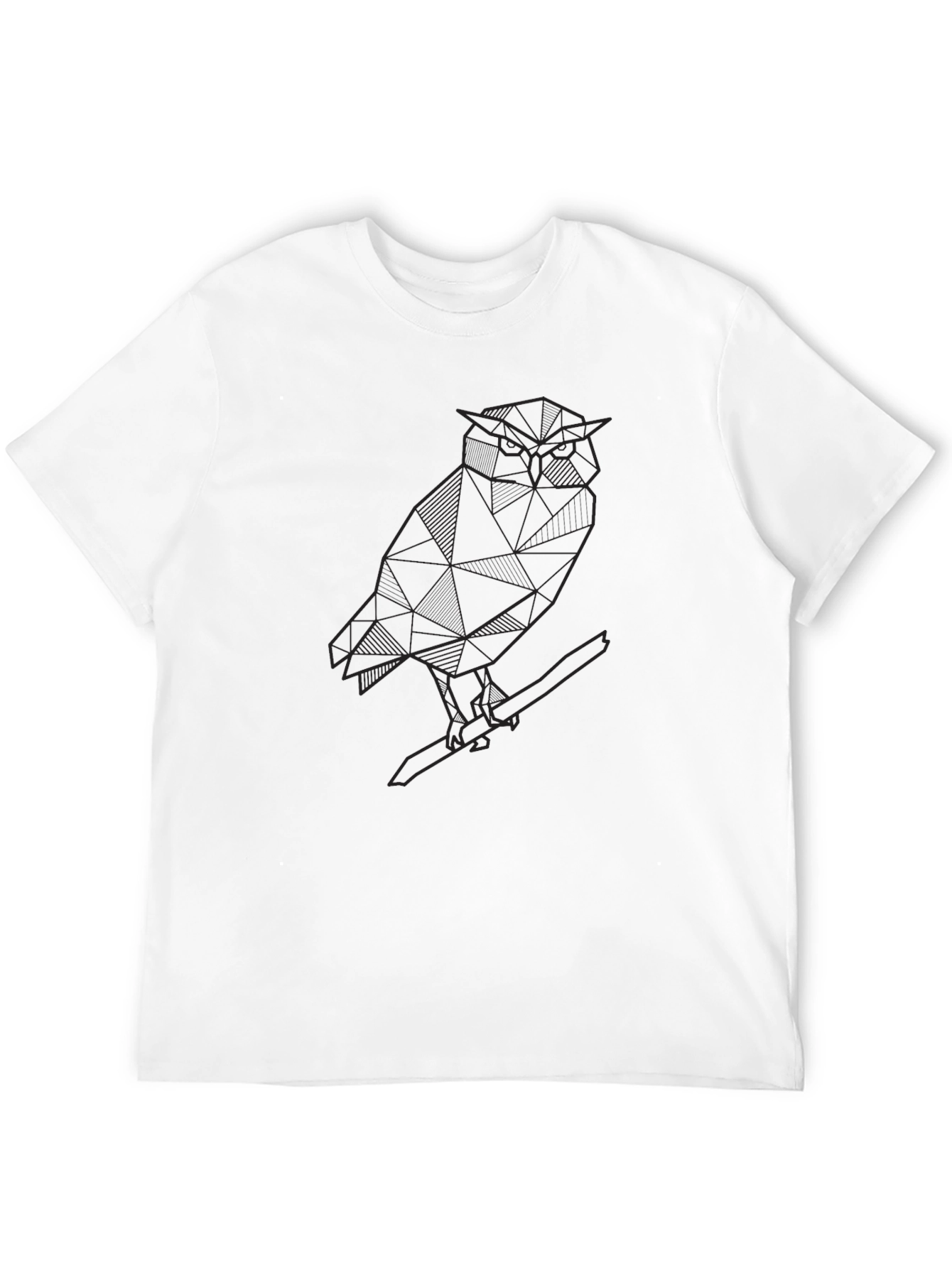 Geometric Owl Graphic Tee - Men's Black T-Shirt - 12
