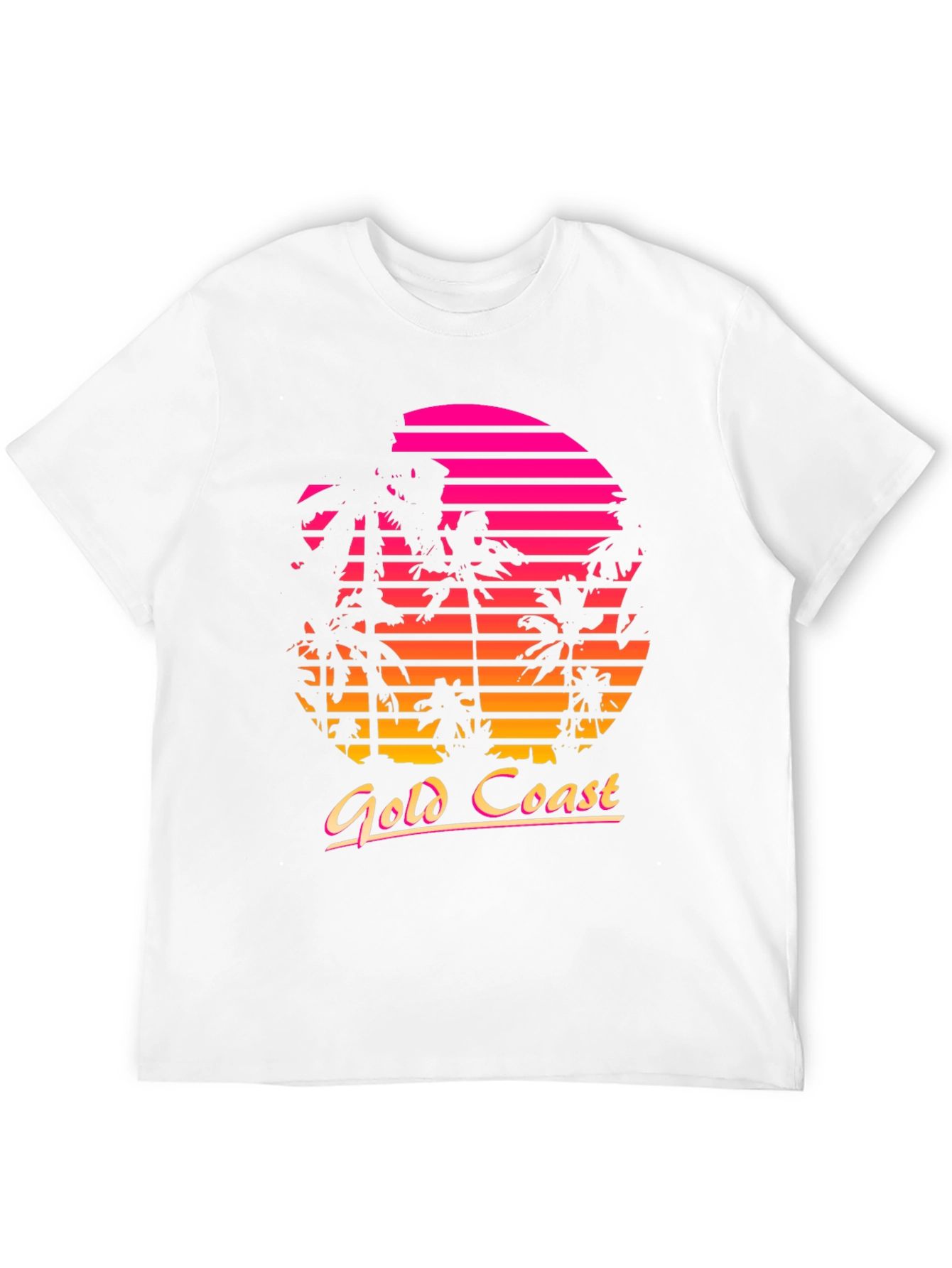 Black Gold Coast Retro Sunset Palm Tree T-Shirt view 12