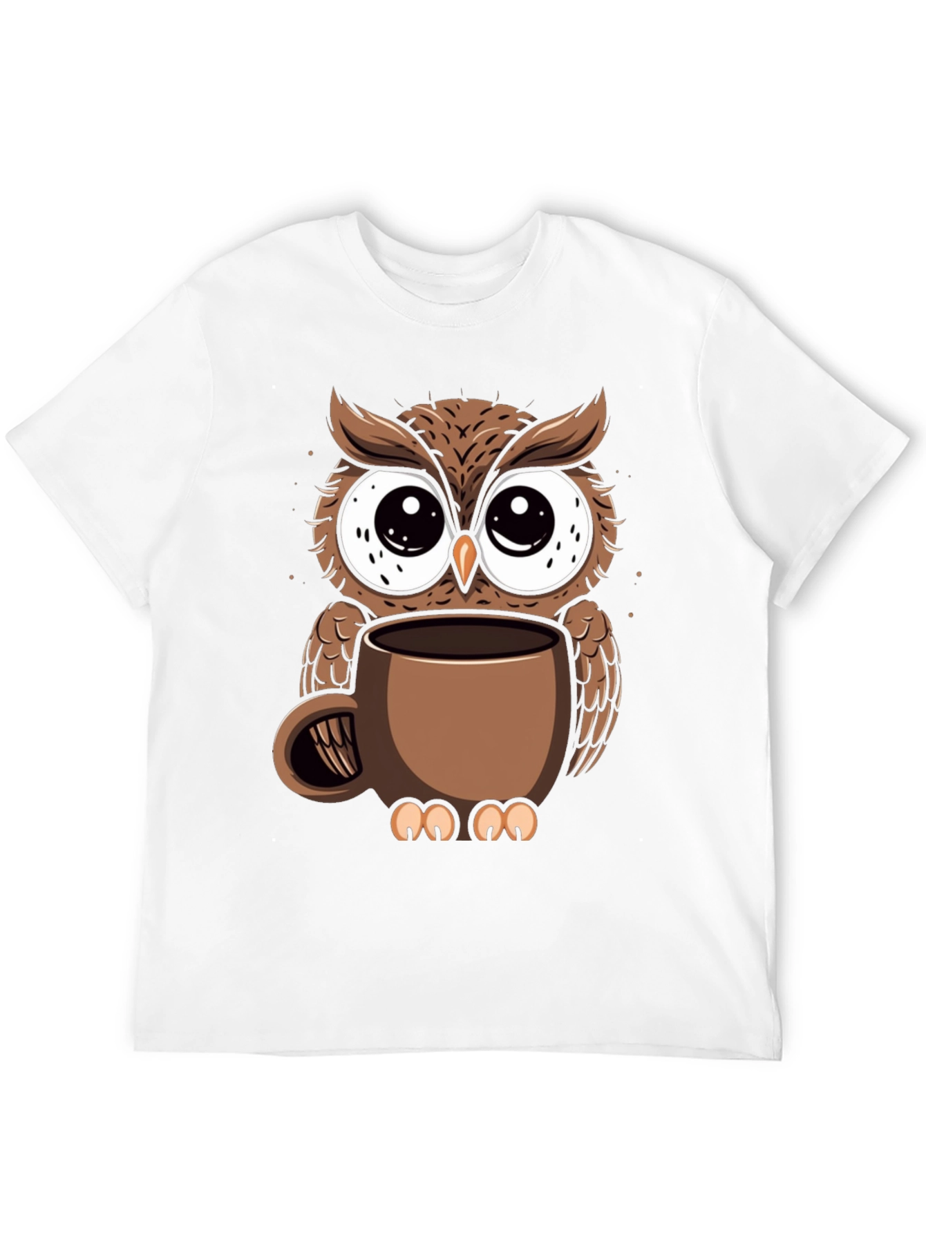Black Owl Coffee Cup T-Shirt - Whimsical Bird Lover Tee view 12