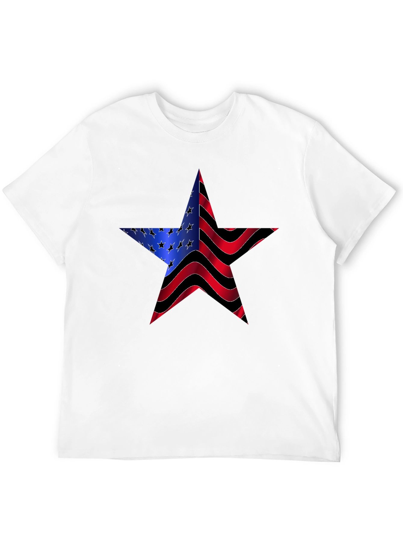 Black American Flag Star Graphic Black Tee view 12
