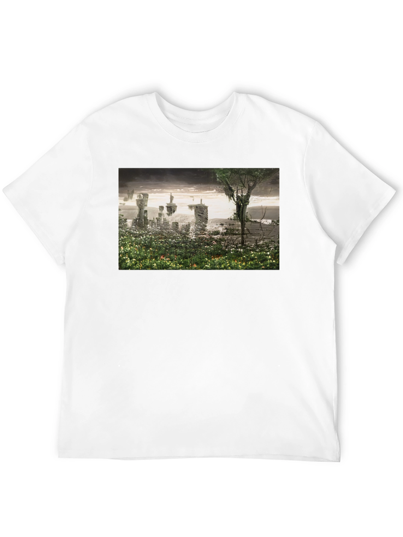 Black Surreal Landscape Graphic Tee - Modern Artistic T-Shirt view 12