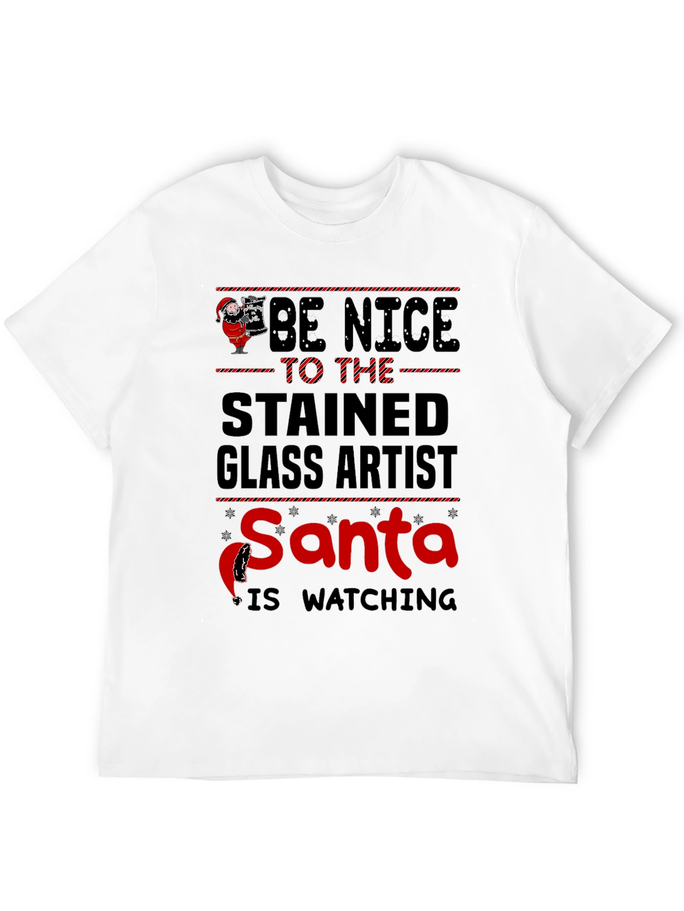 Black Be Nice to the Stained Glass Artist Santa T-Shirt view 12