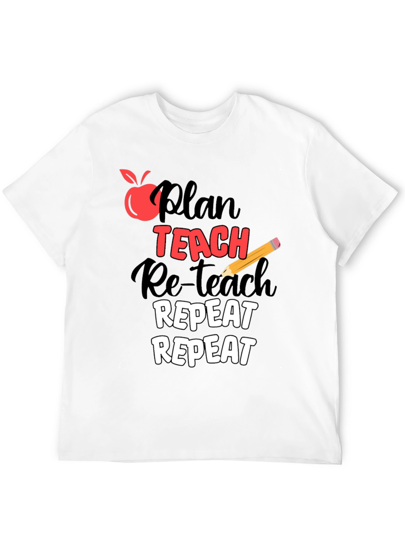 Black Plan Teach Repeat Graphic T-Shirt - Teacher Life Tee view 12