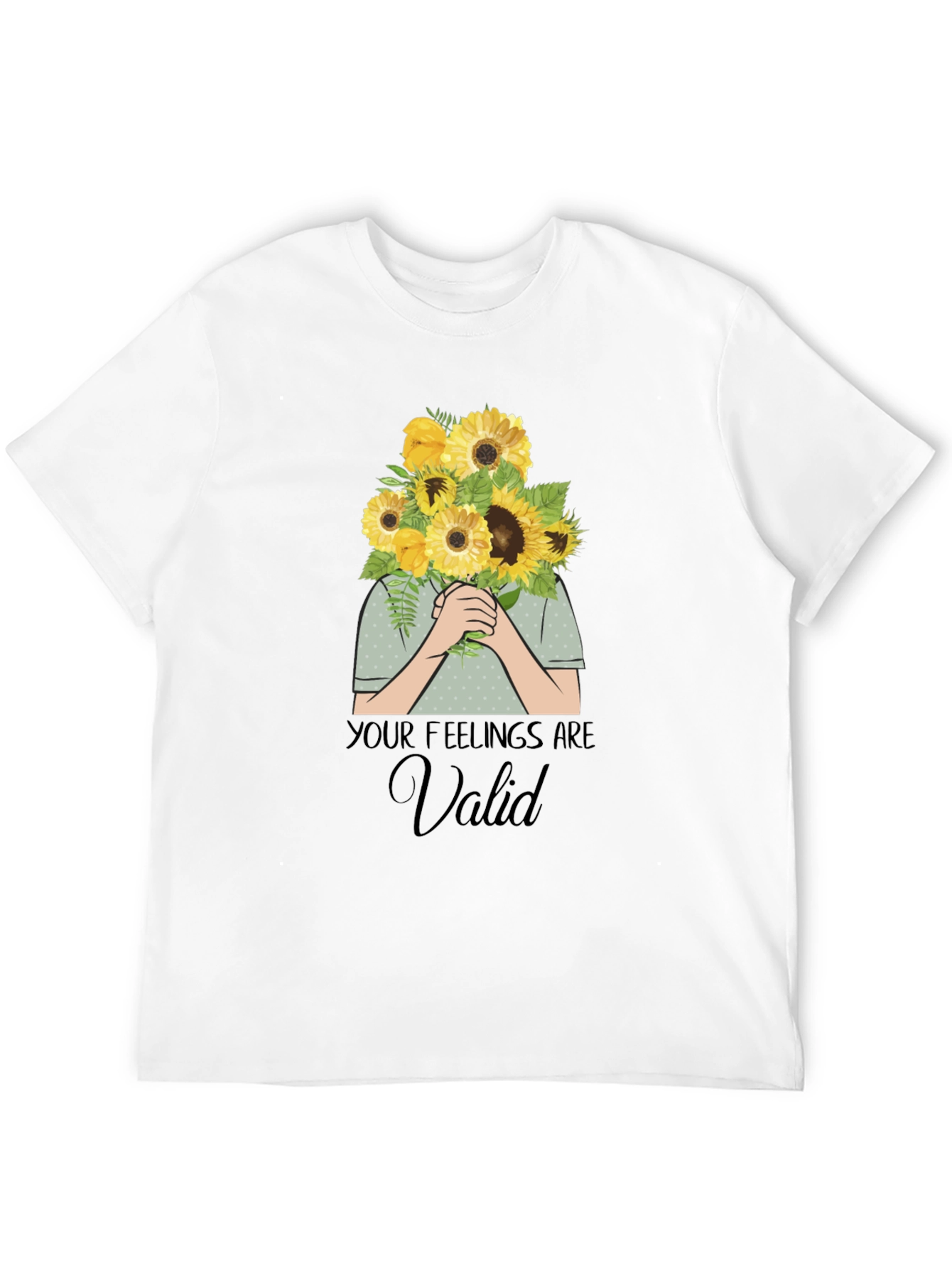 Black Your Feelings Are Valid T-Shirt - Sunflower Bouquet Graphic view 12