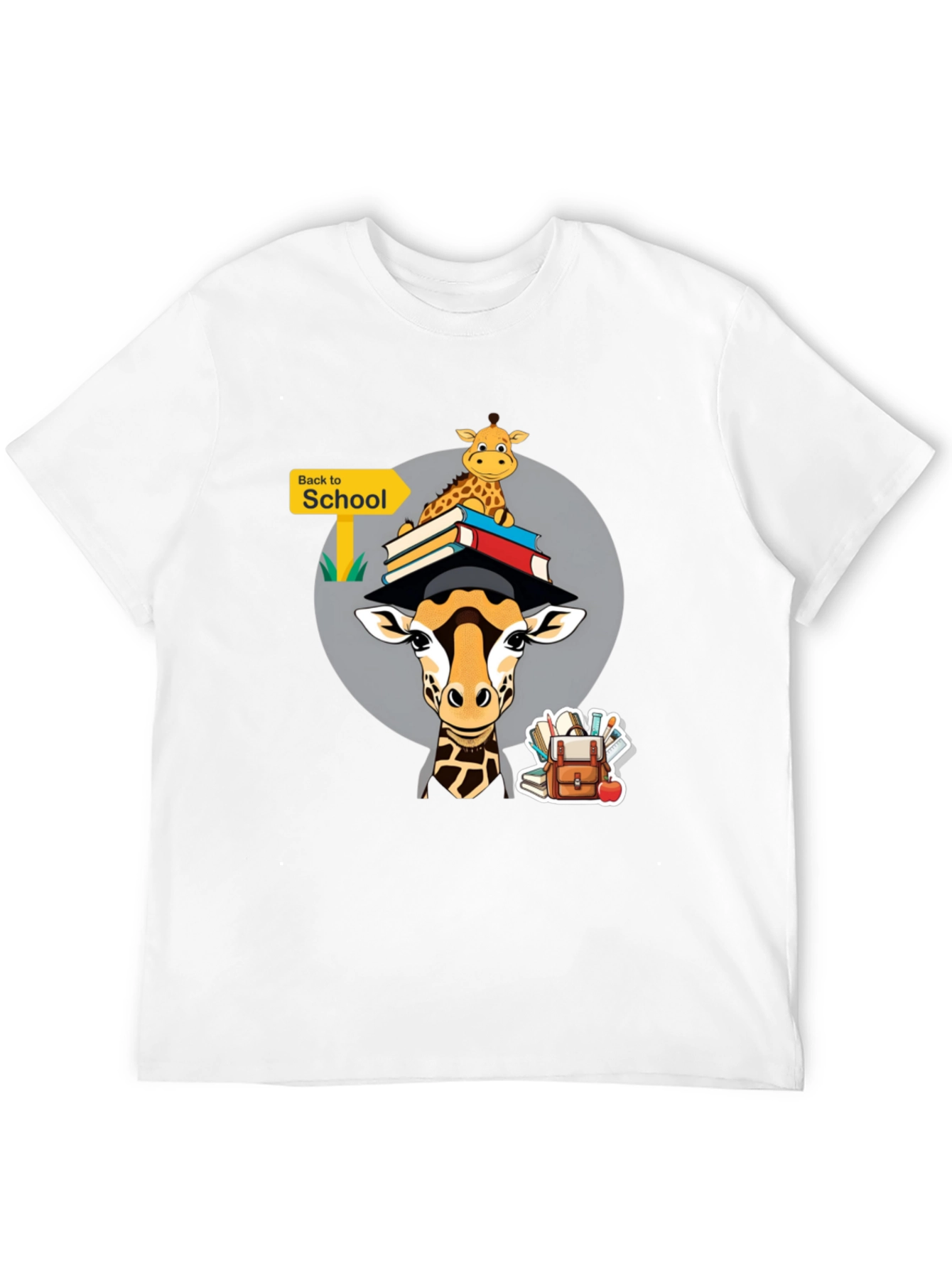 Black Back to School Giraffe T-Shirt - Education Animal Tee view 12