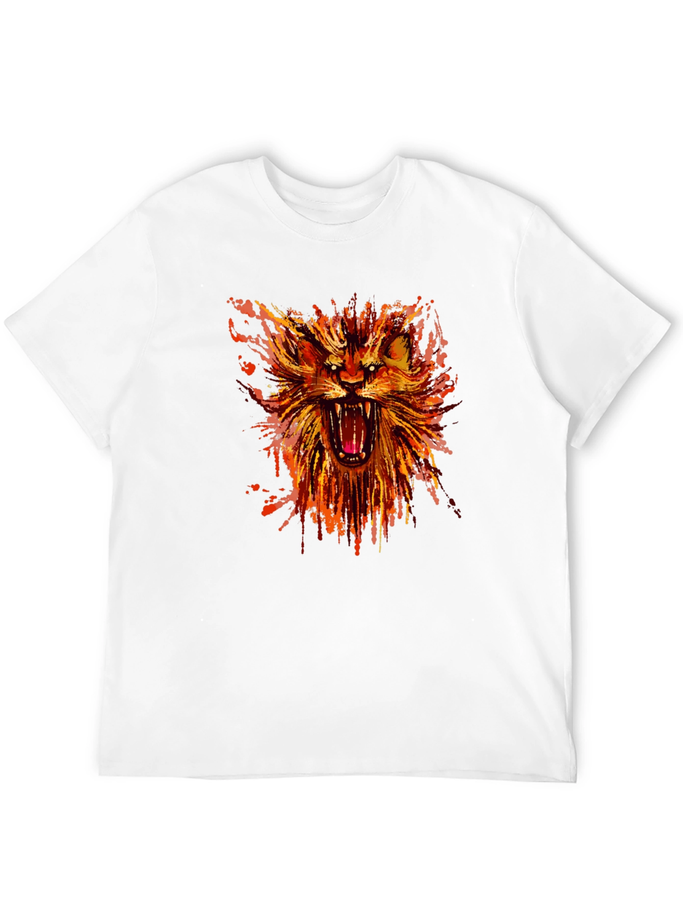Black Fiery Lion Graphic Print Black T-Shirt view 12