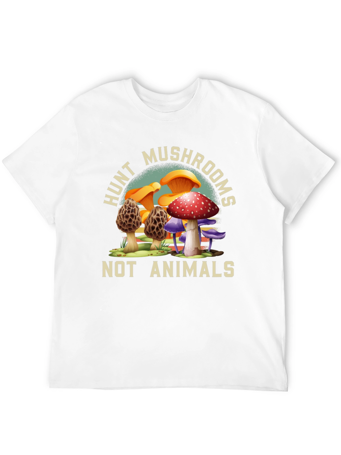 Black Hunt Mushrooms Tee - Vegan Nature Shirt view 12