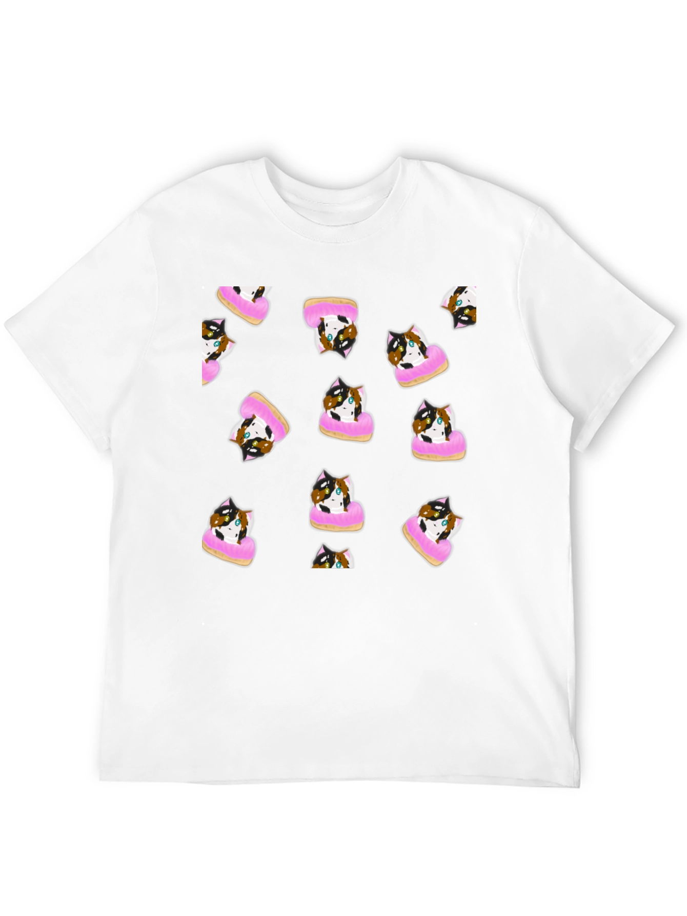 Black Cat Donut Pattern Tee view 12