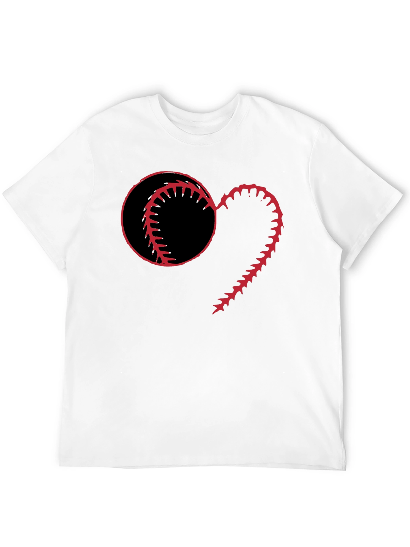 Black Baseball Heart Graphic T-Shirt view 12