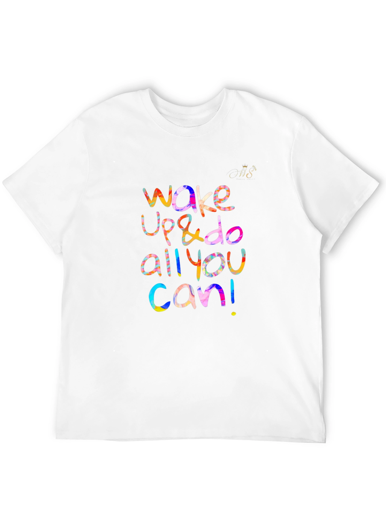Black Wake Up Colorful Graphic Tee - Motivational Black T-Shirt view 12
