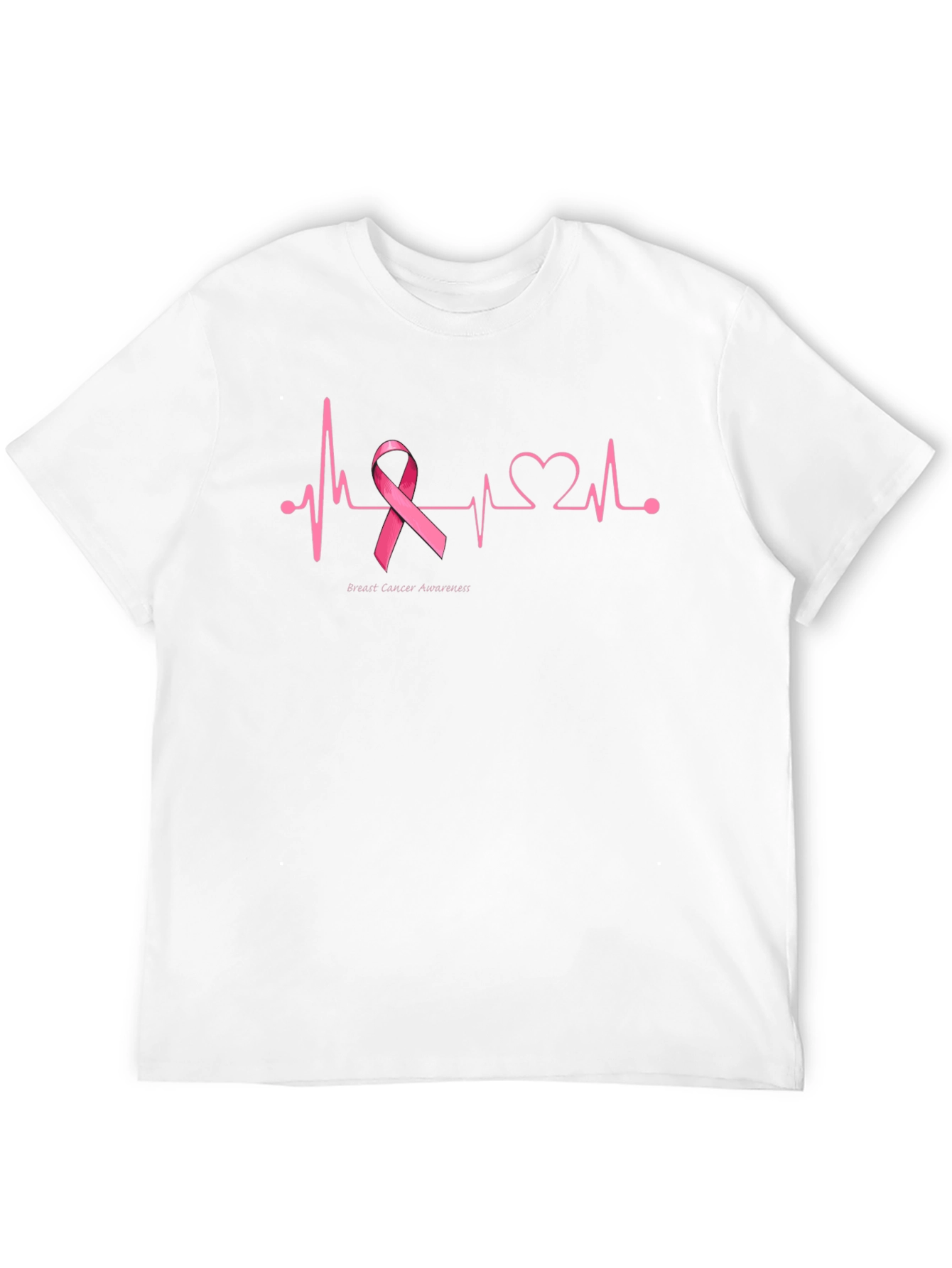 Black Breast Cancer Awareness Heartbeat T-Shirt view 12