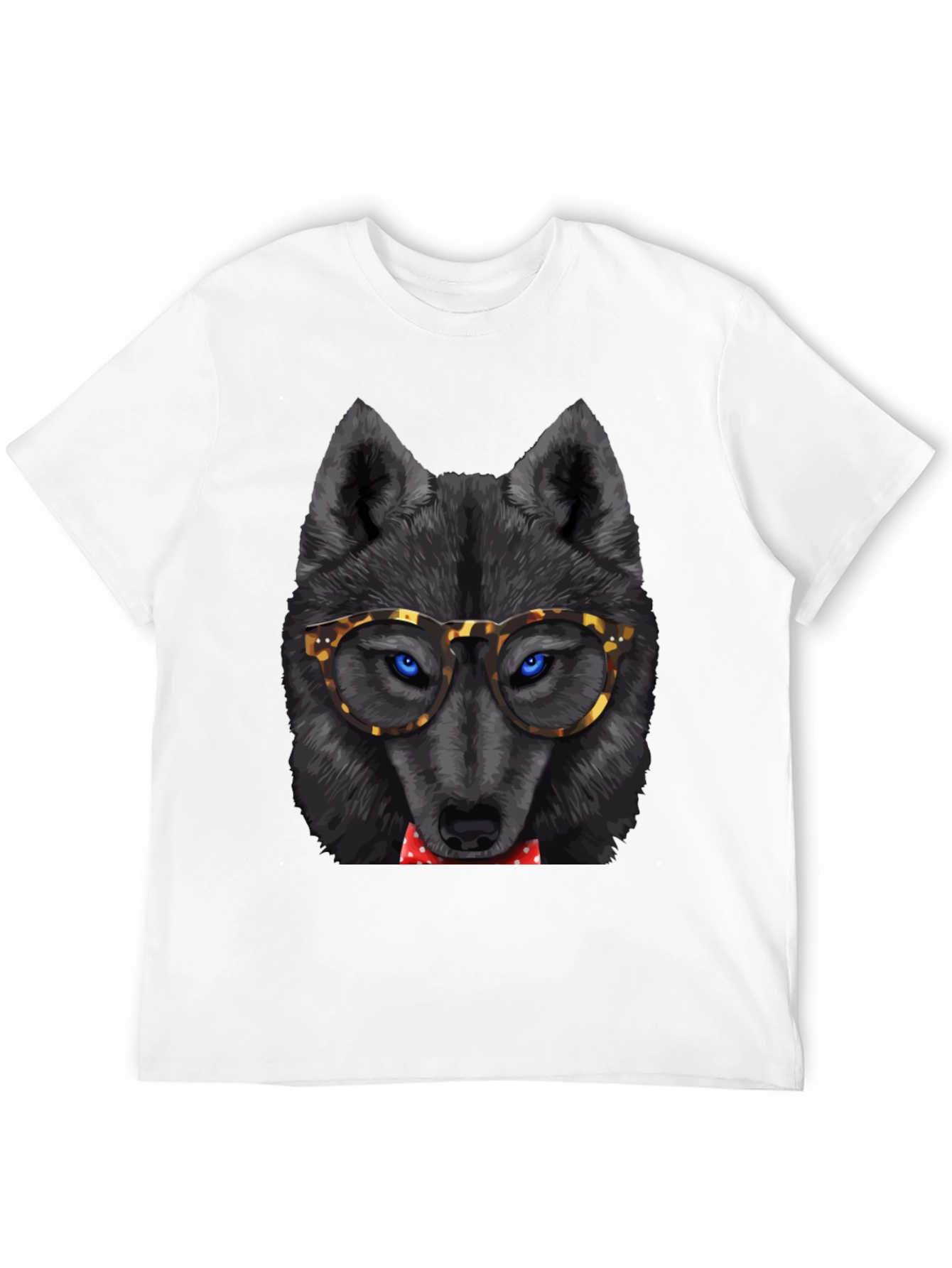 Black Wolf in Glasses Graphic Tee - Cool Animal Print Shirt view 12