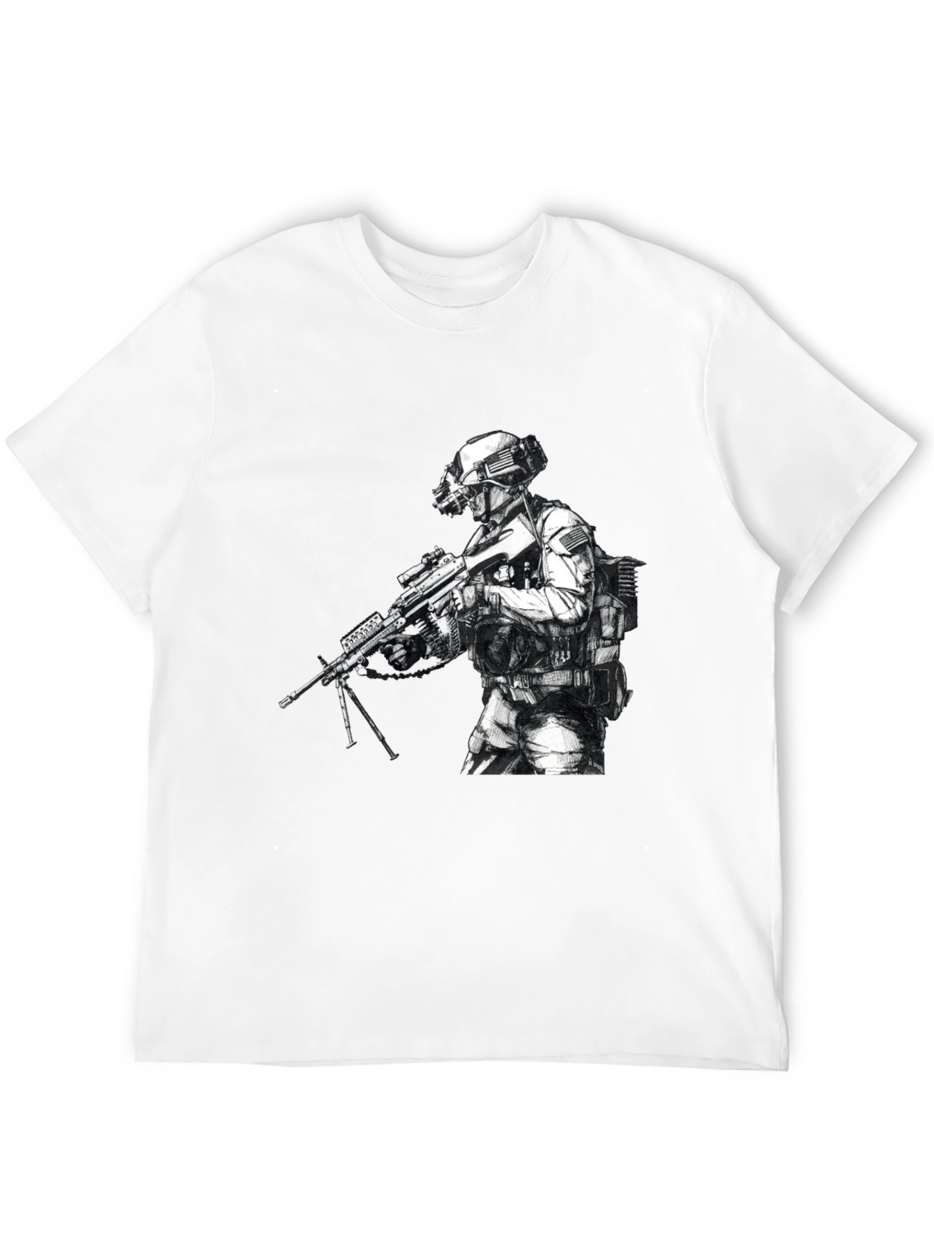 Black Tactical Soldier Graphic T-Shirt - Black view 12
